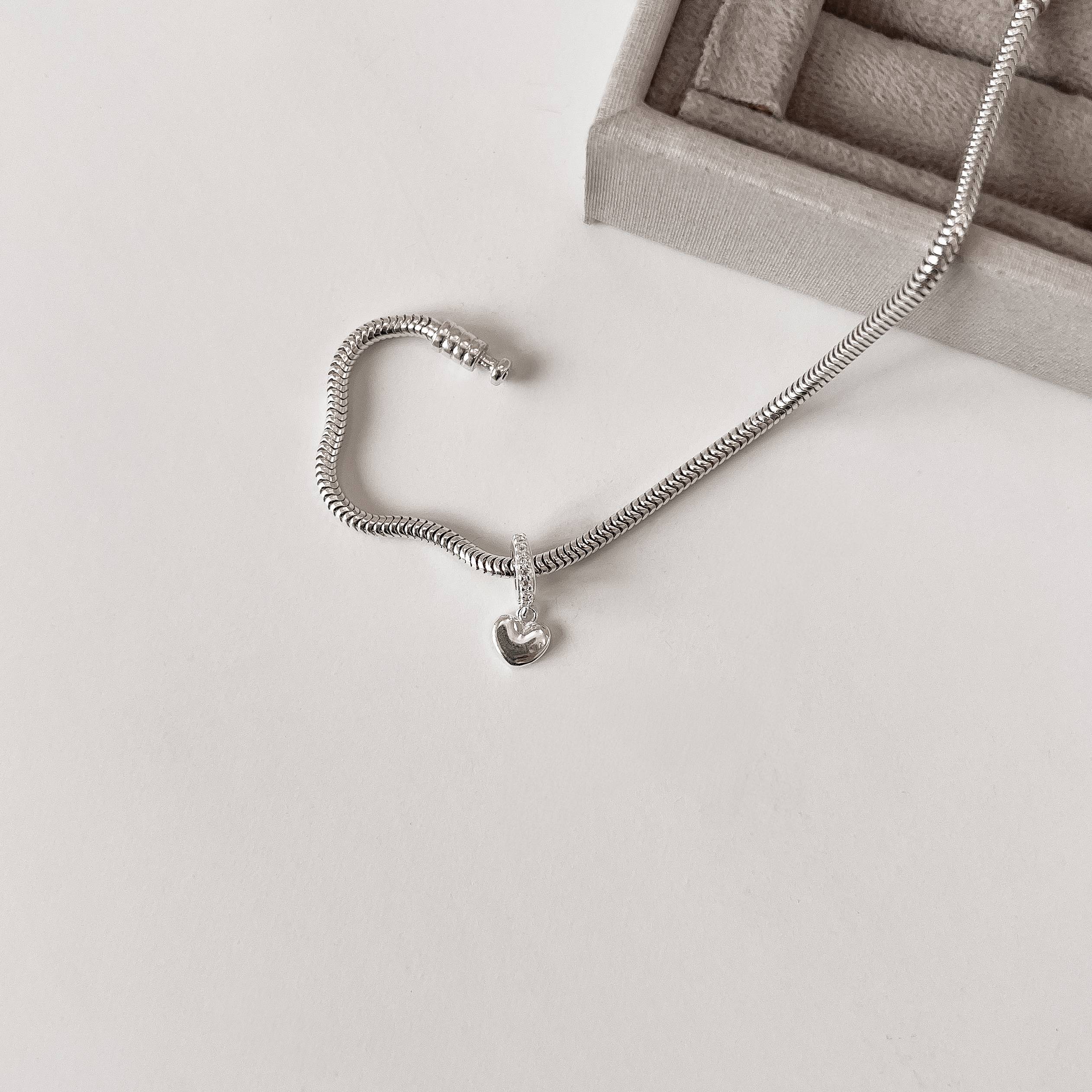 Imagem Berloque pingente coração 7mm elo cravejado 