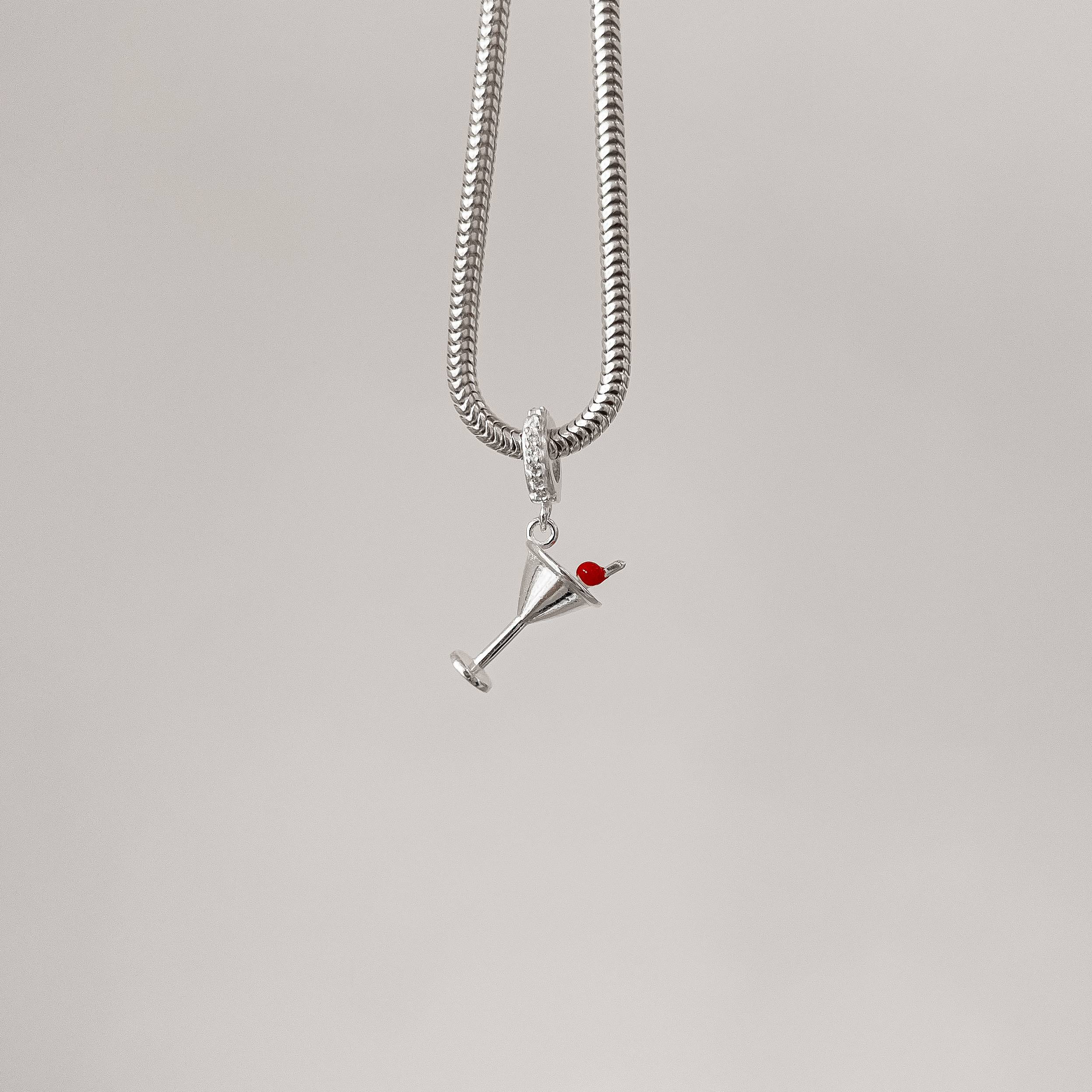 Imagem Berloque pingente taça detalhe resina 16mm elo cravejado