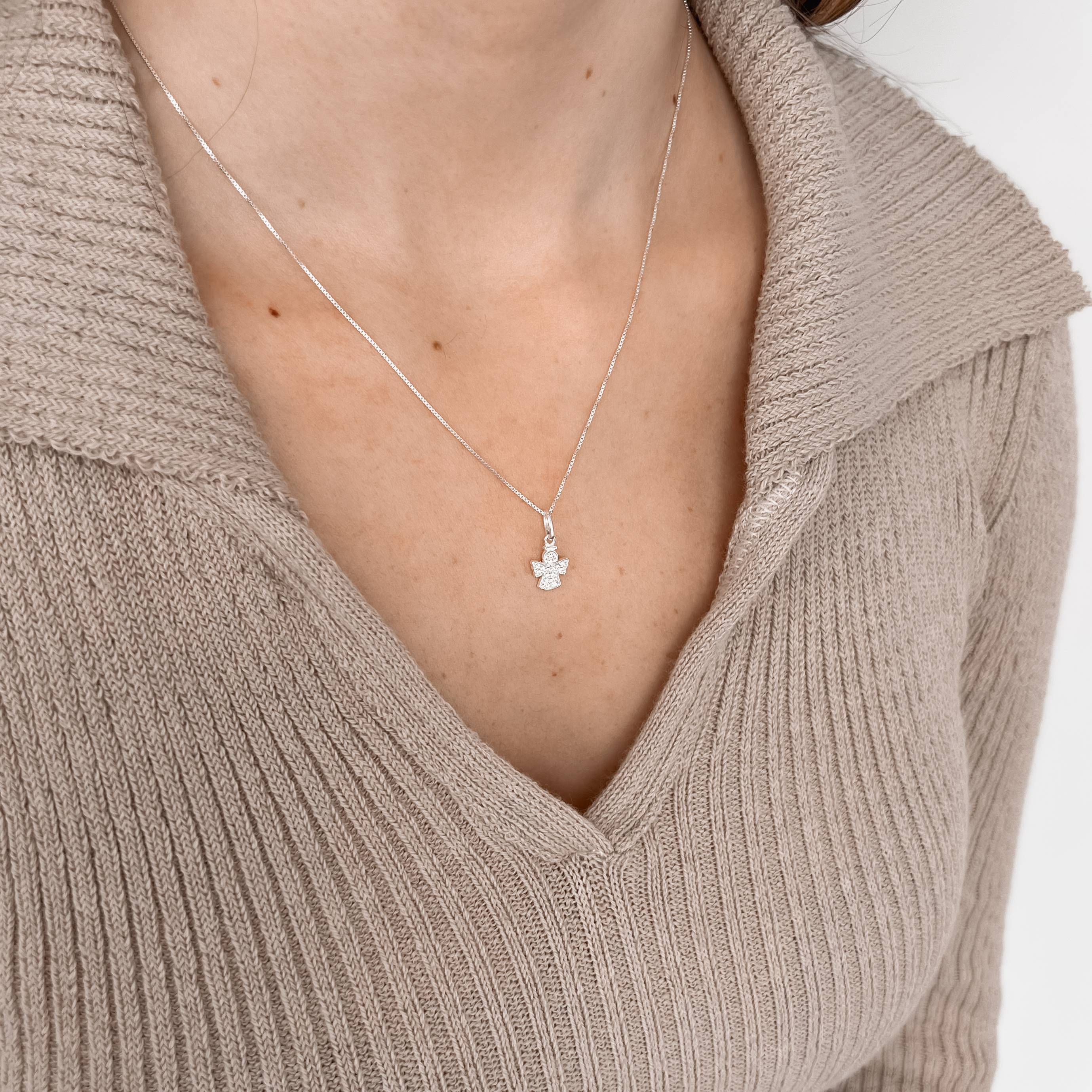 Imagem Colar pingente anjo cravejado 10mm 45cm