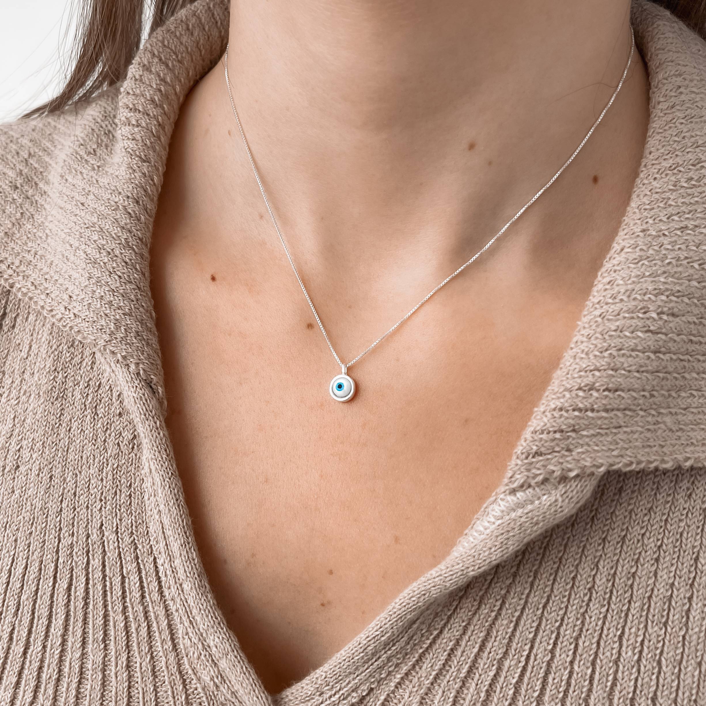 Imagem Colar olho grego madrepérola 7mm 40cm