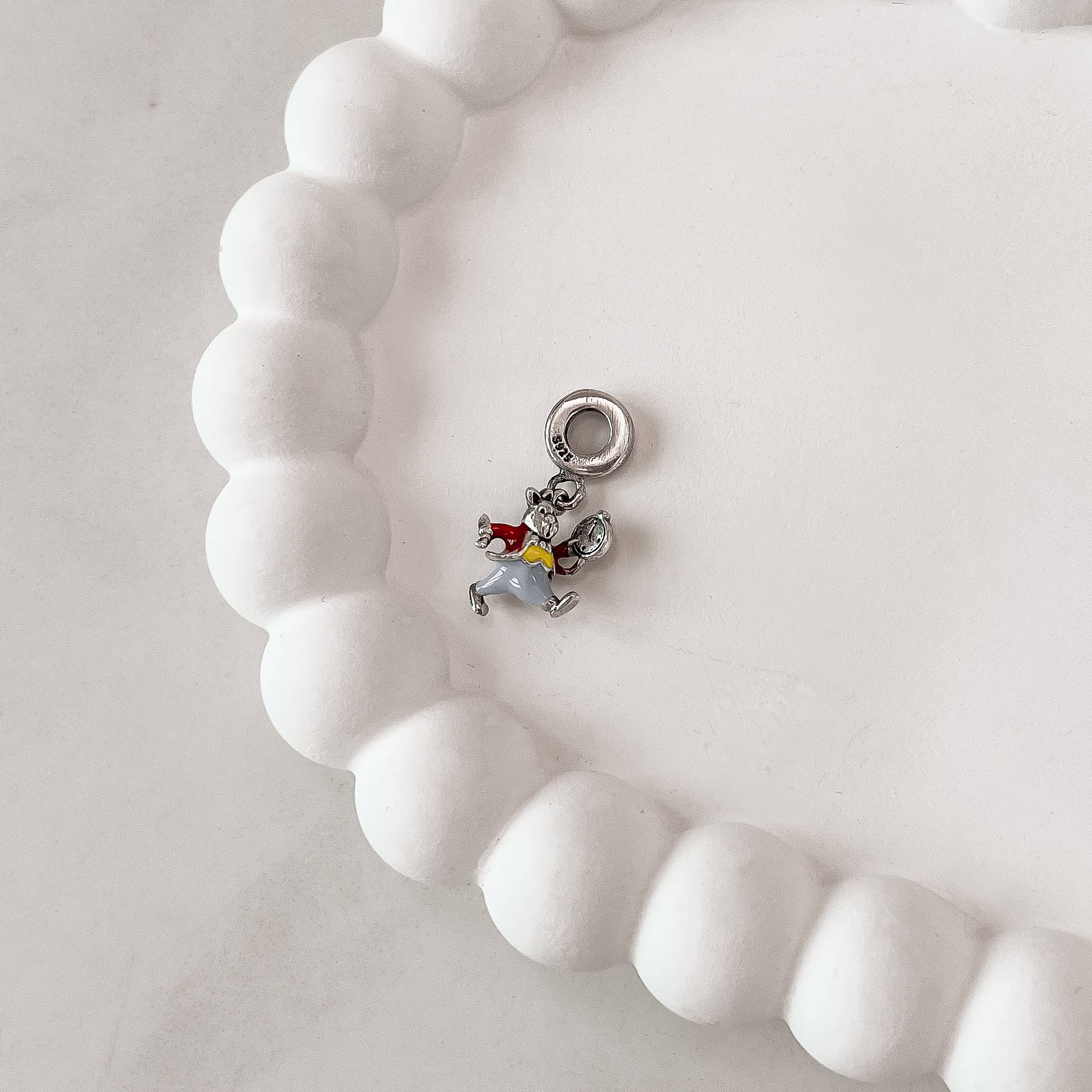 Imagem Berloque pingente Coelho Branco resina 16mm envelhecido