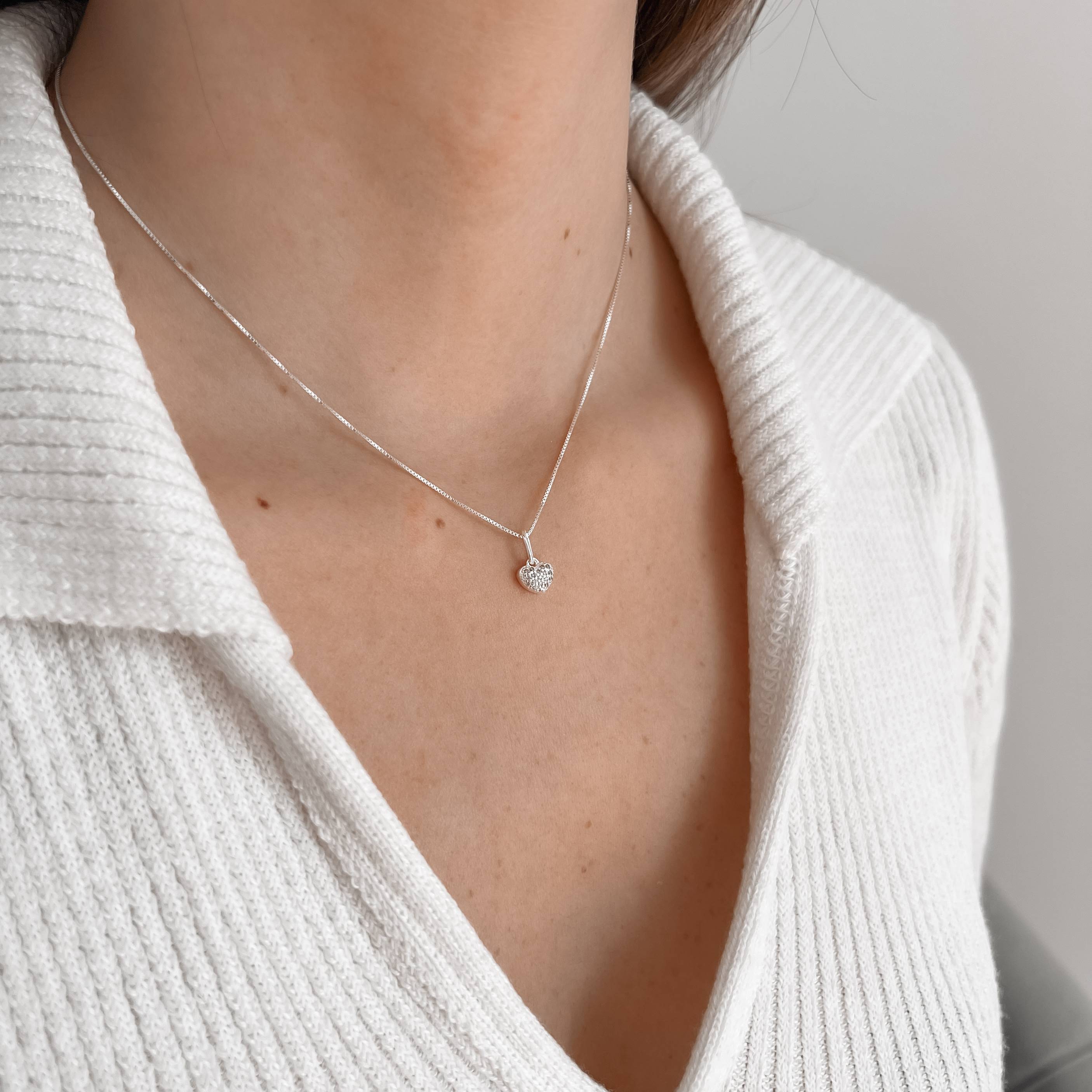 Imagem Colar pingente coração cravejado 6mm 40cm