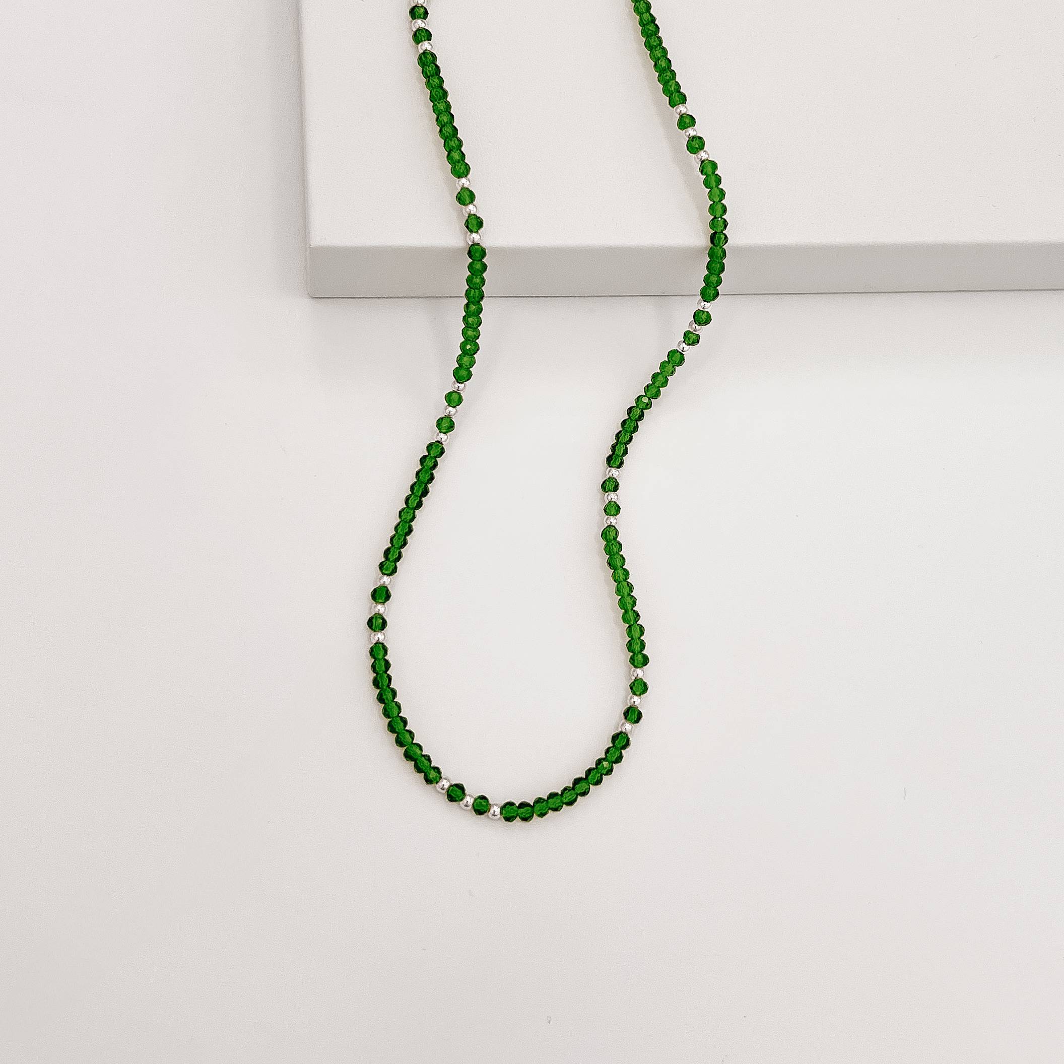 Imagem Colar cristal esmeralda 3mm com bolas 40+5cm