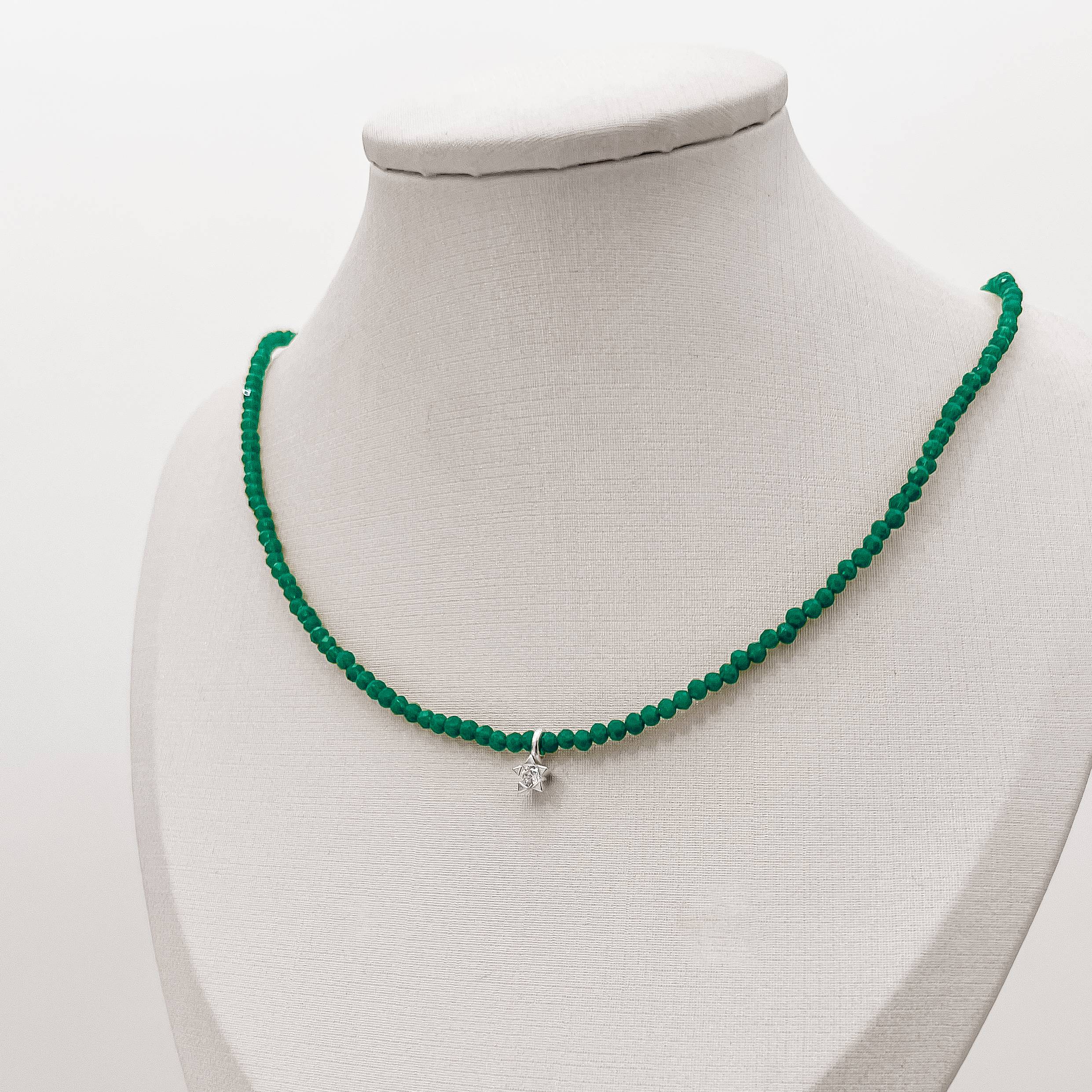 Imagem Colar cristal turquesa escuro 3mm pingente estrela com zircônia 5mm 40+5cm