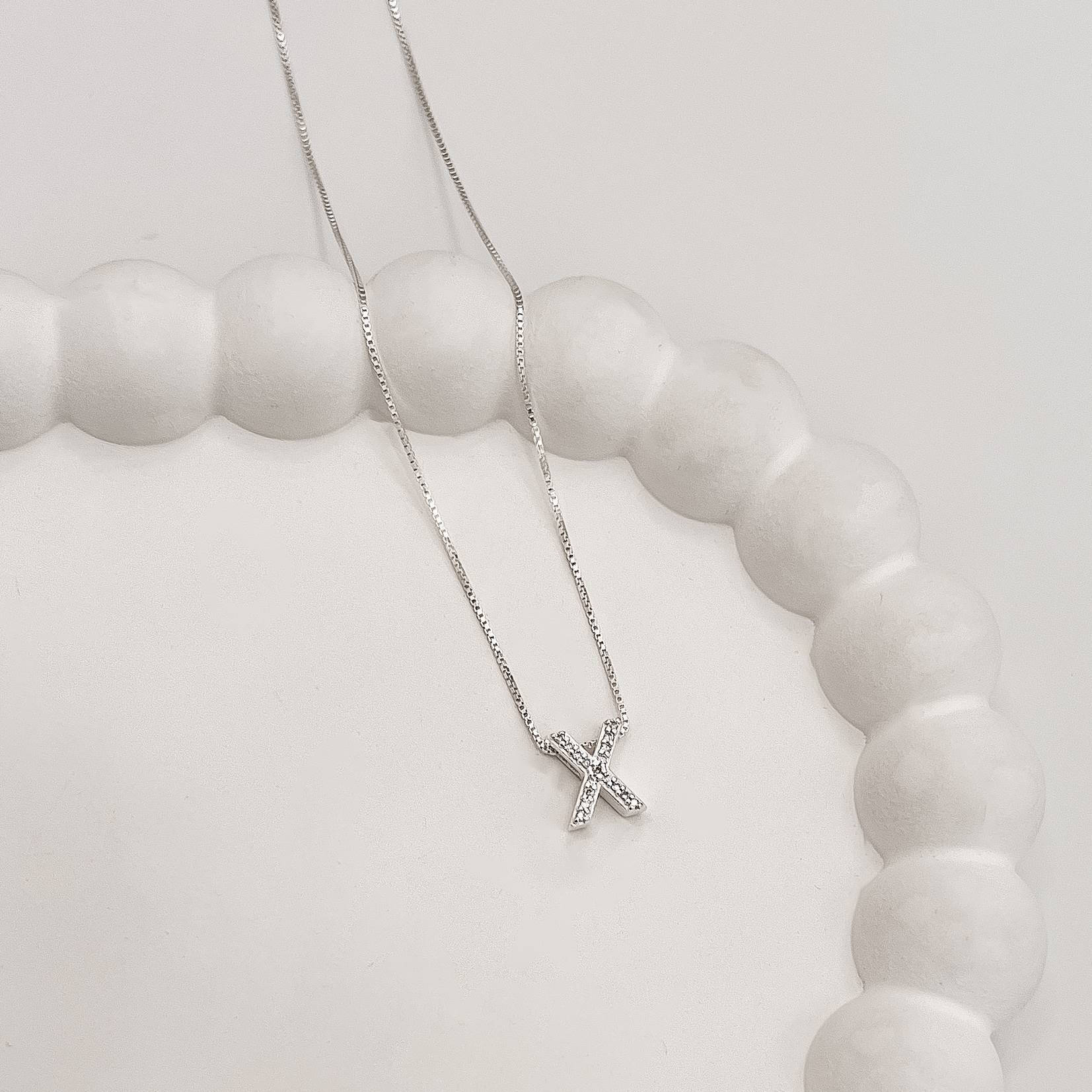 Imagem Colar letra X cravejada 9mm 45cm