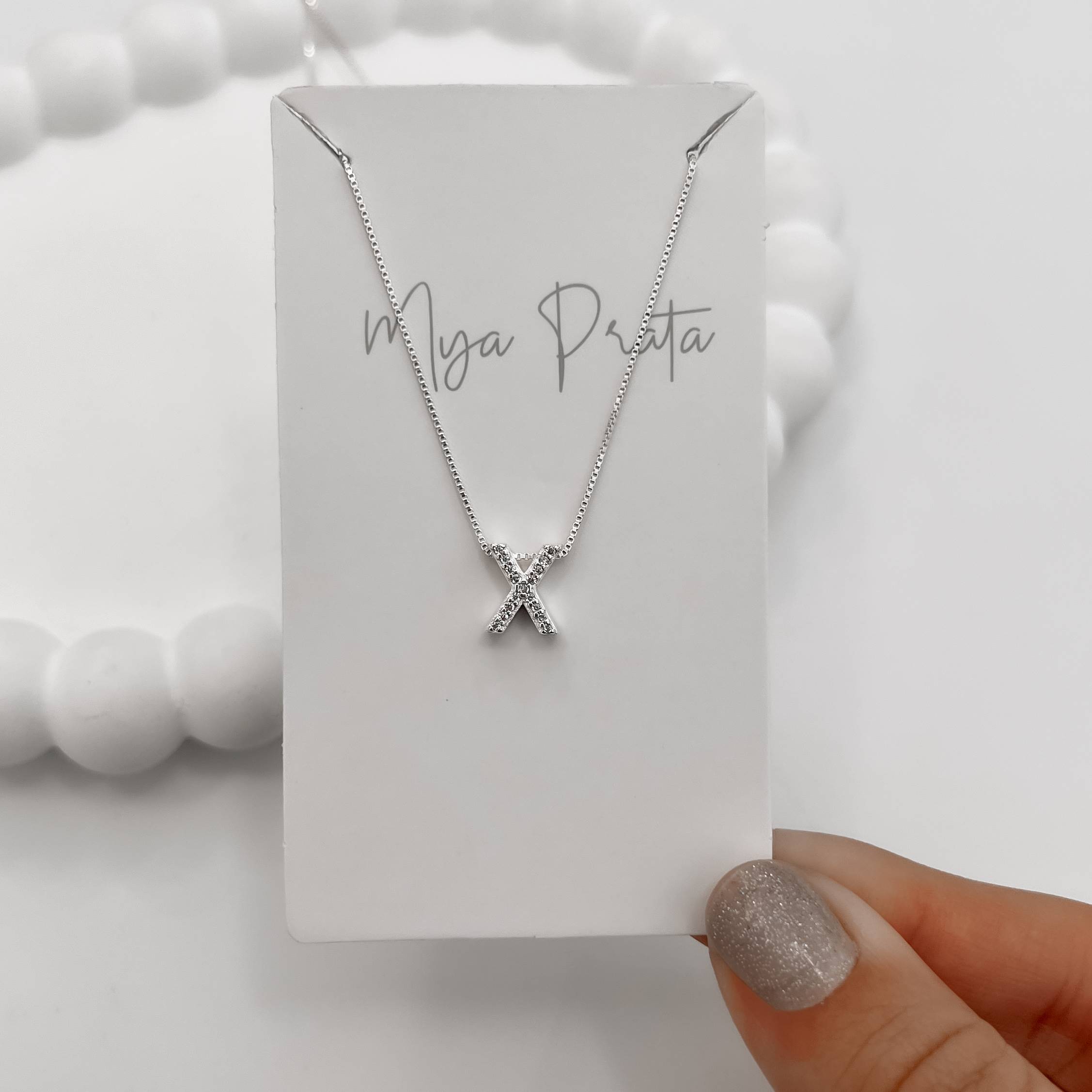 Imagem Secundária Colar letra X cravejada 9mm 45cm