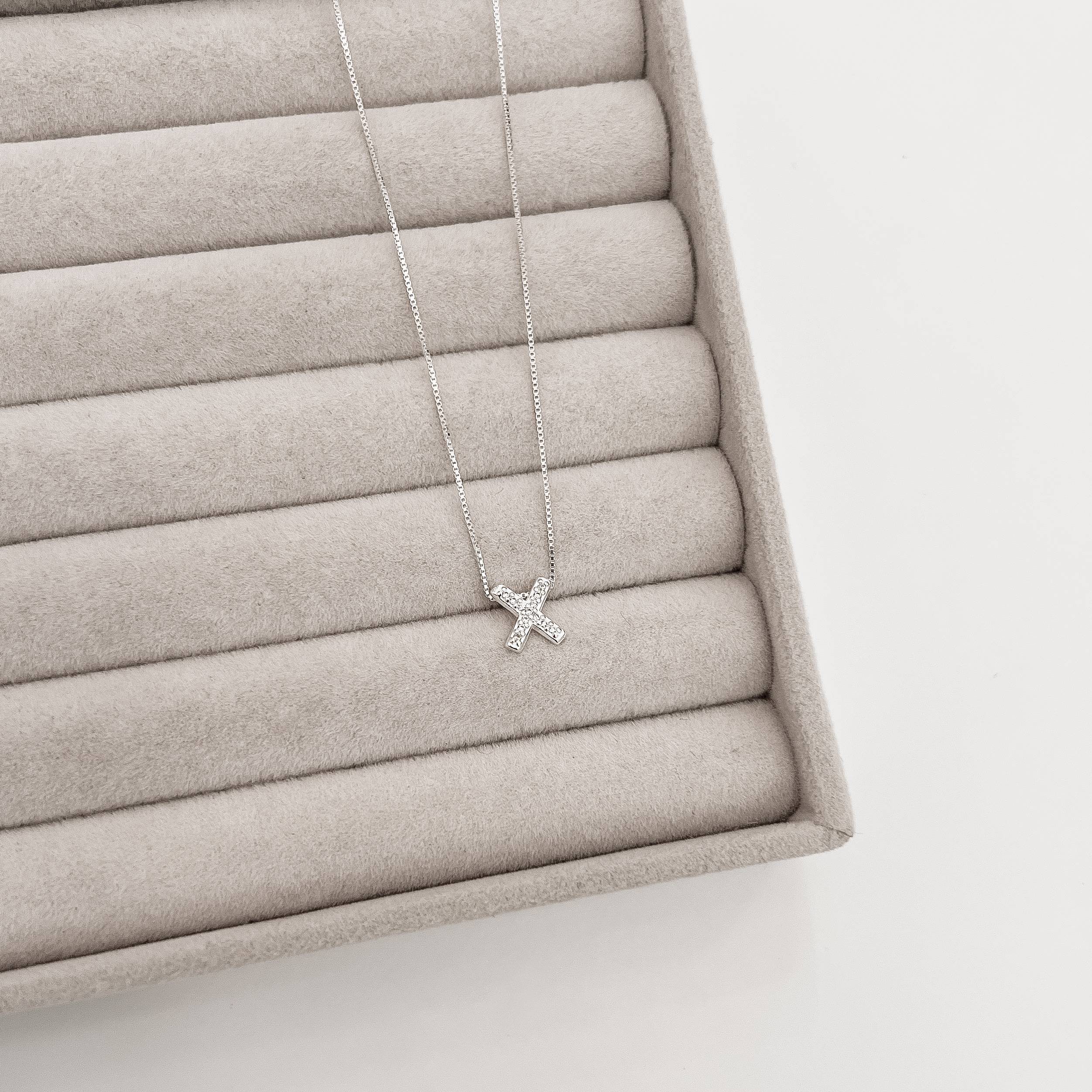 Imagem Secundária Colar letra X cravejada 45cm