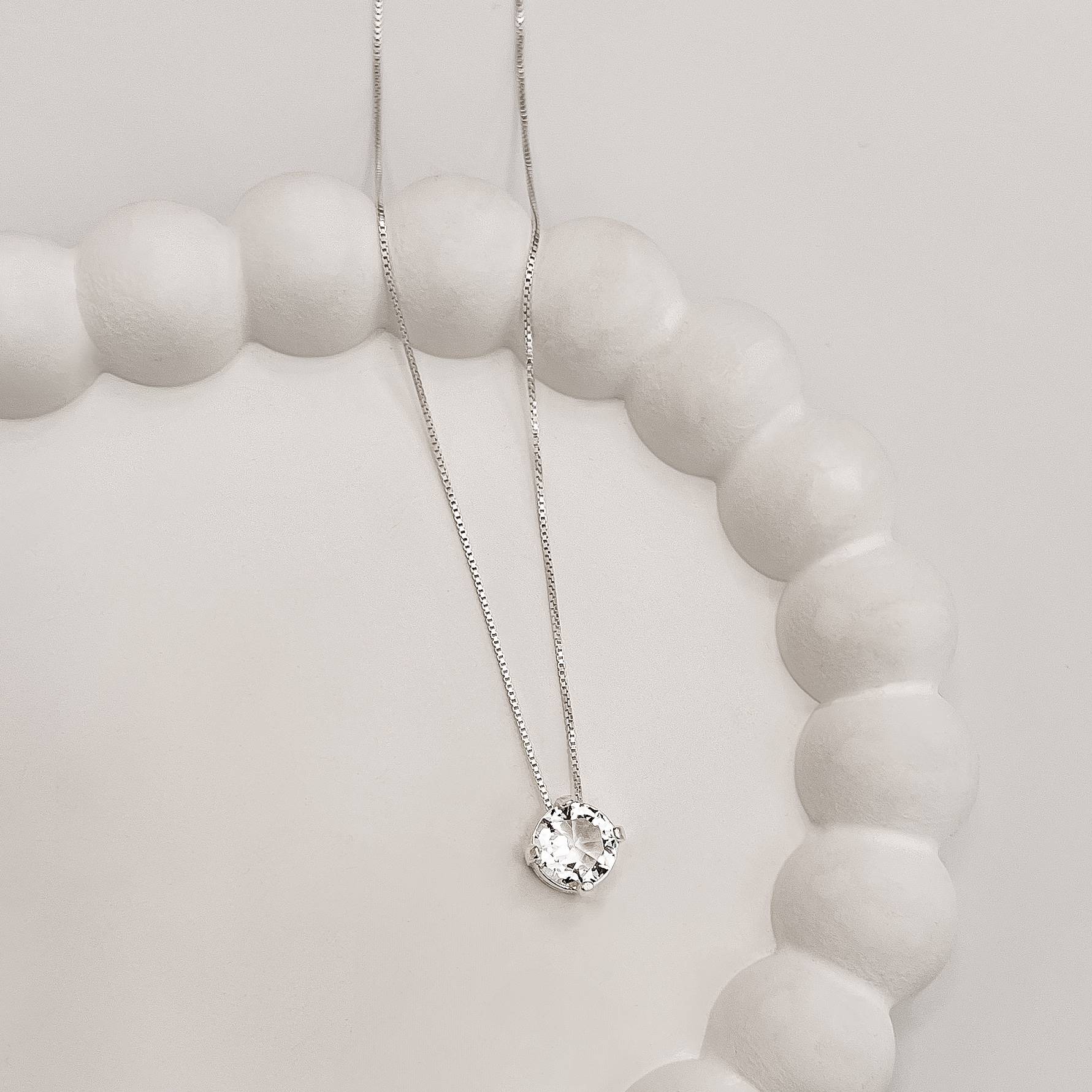 Imagem Colar zircônia cristal 8mm 45cm