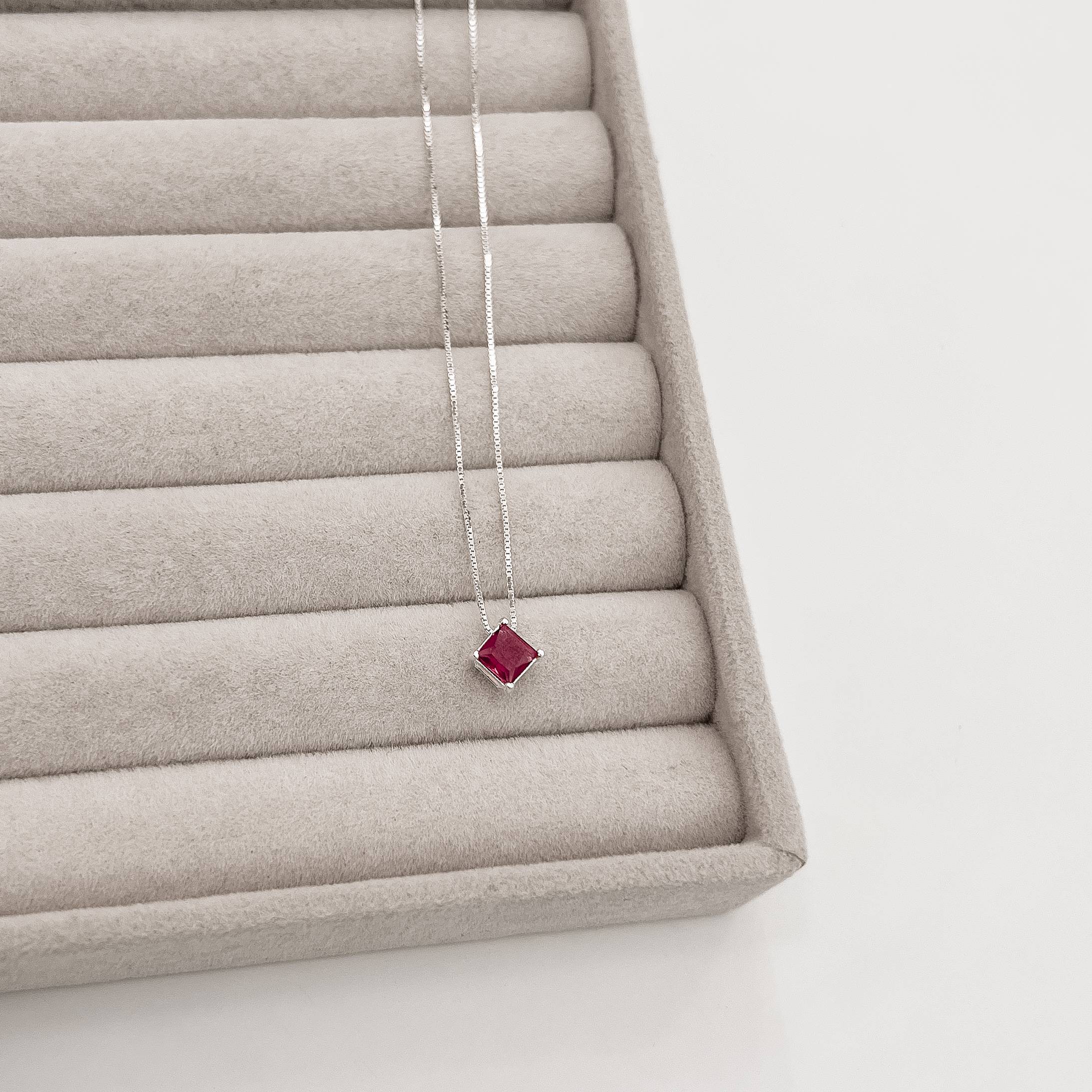 Imagem Colar zircônia losango cereja 8mm 40cm