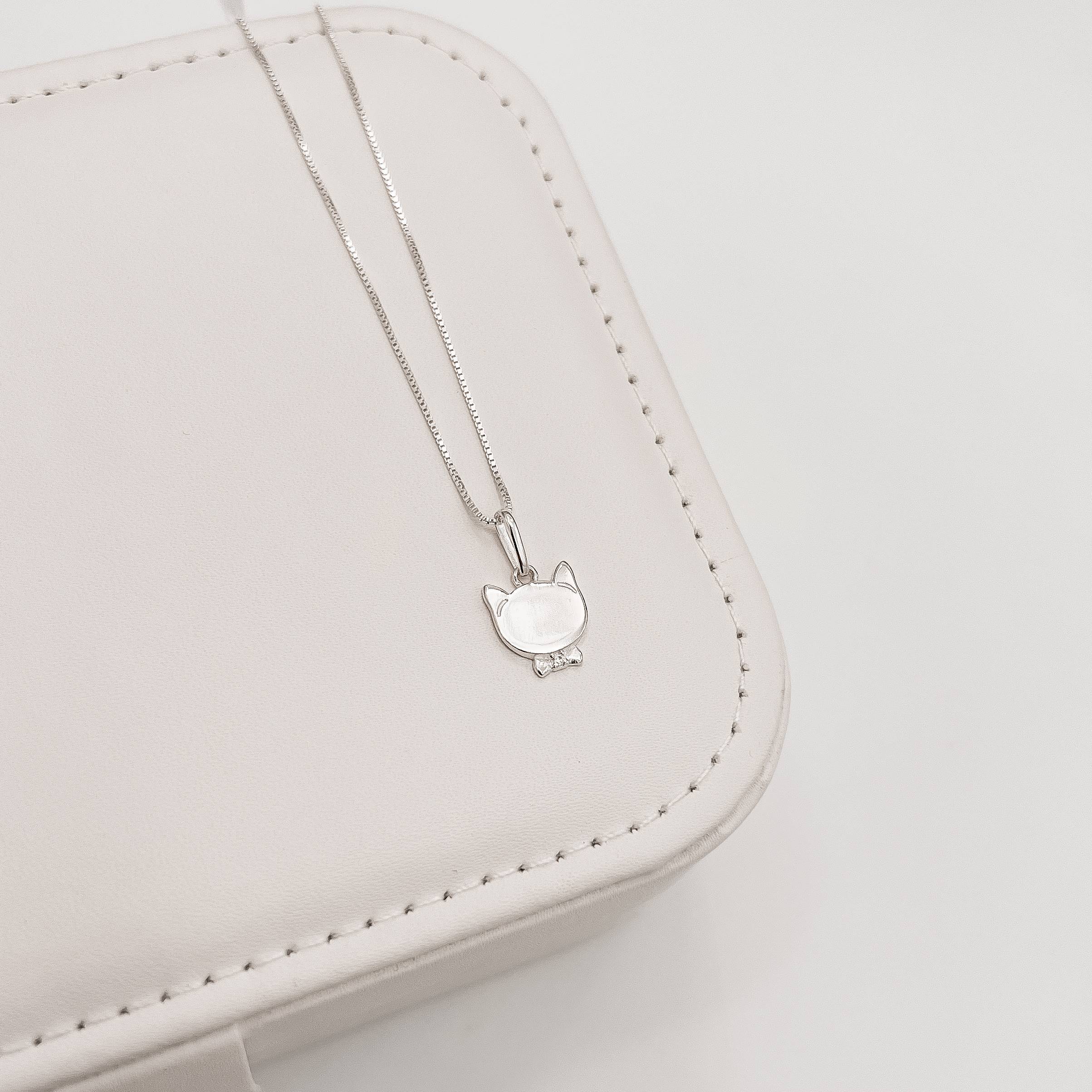 Imagem Colar pingente gato detalhe zircônia 11mm 45cm