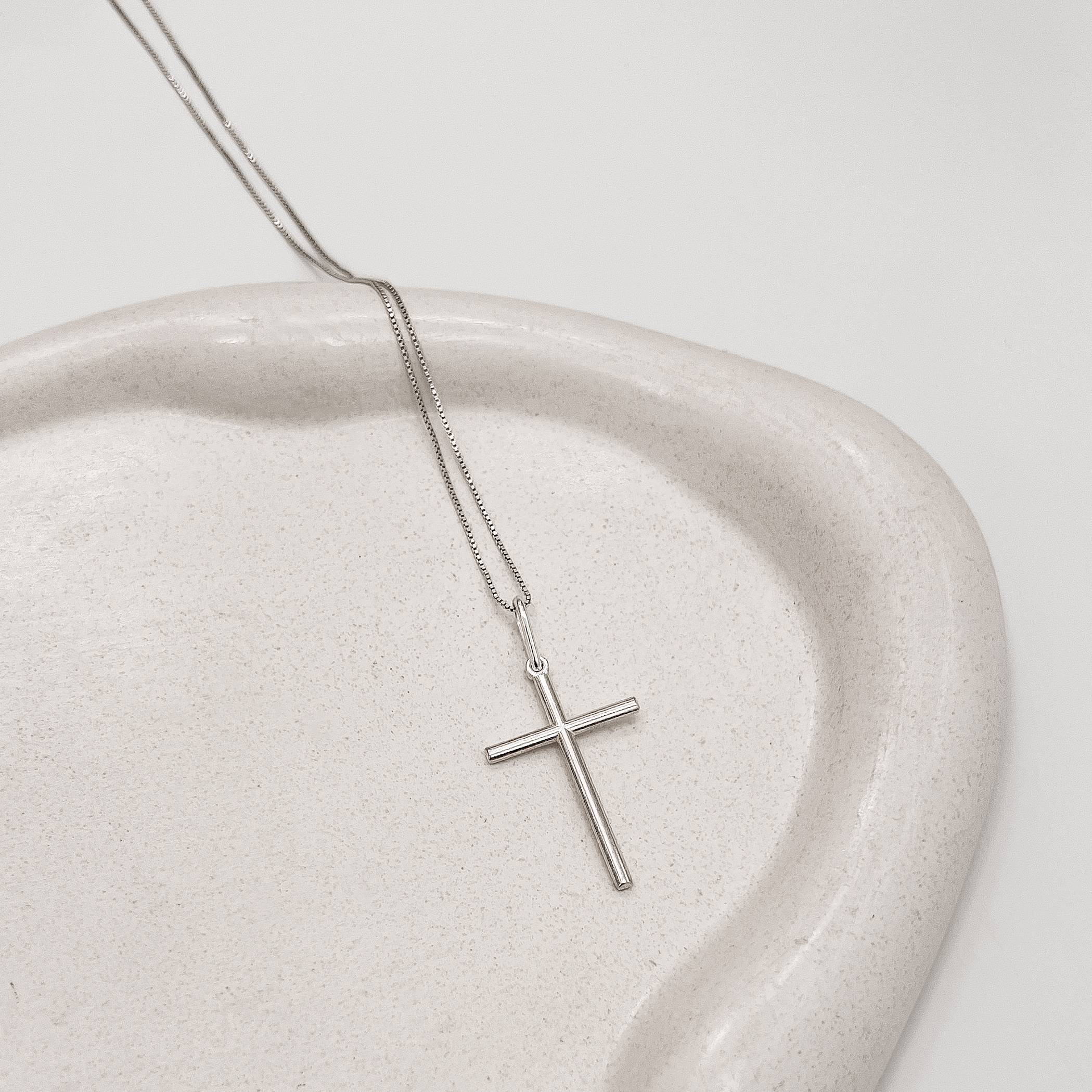 Imagem Secundária Colar pingente cruz palito 30mm 45cm