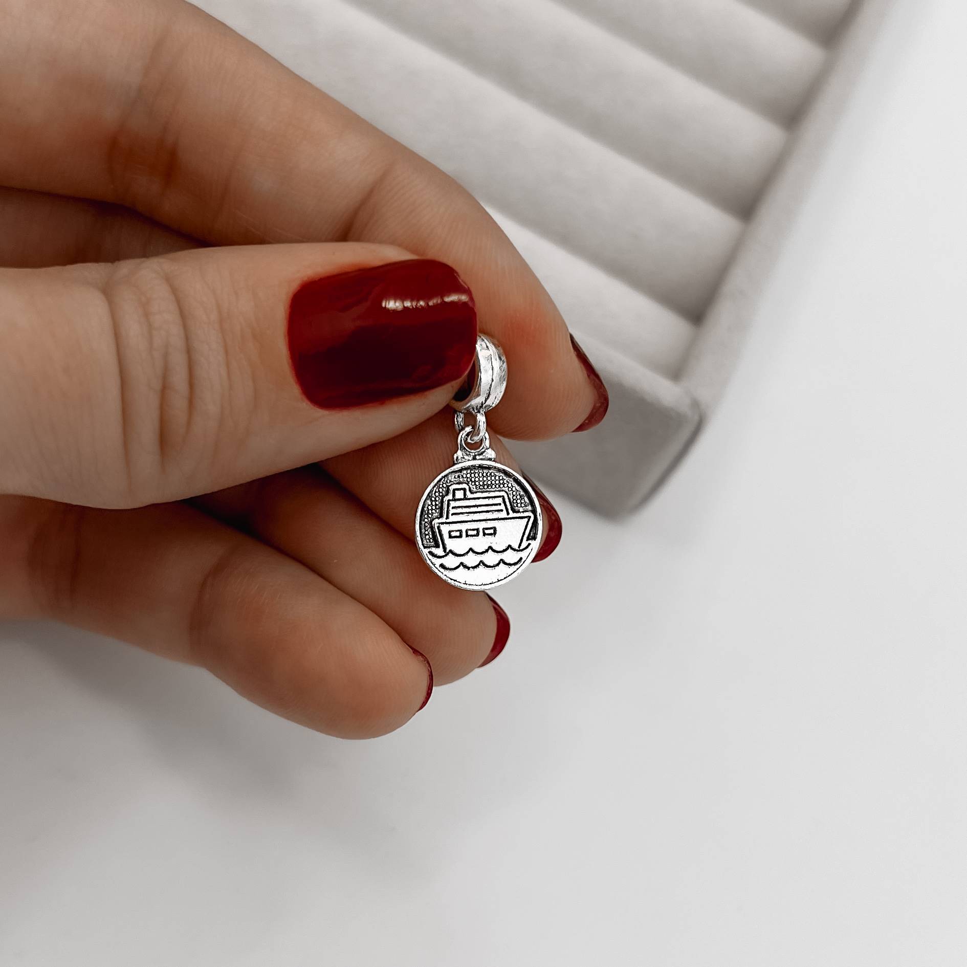 Imagem Secundária Berloque pingente medalha barco 11mm envelhecido