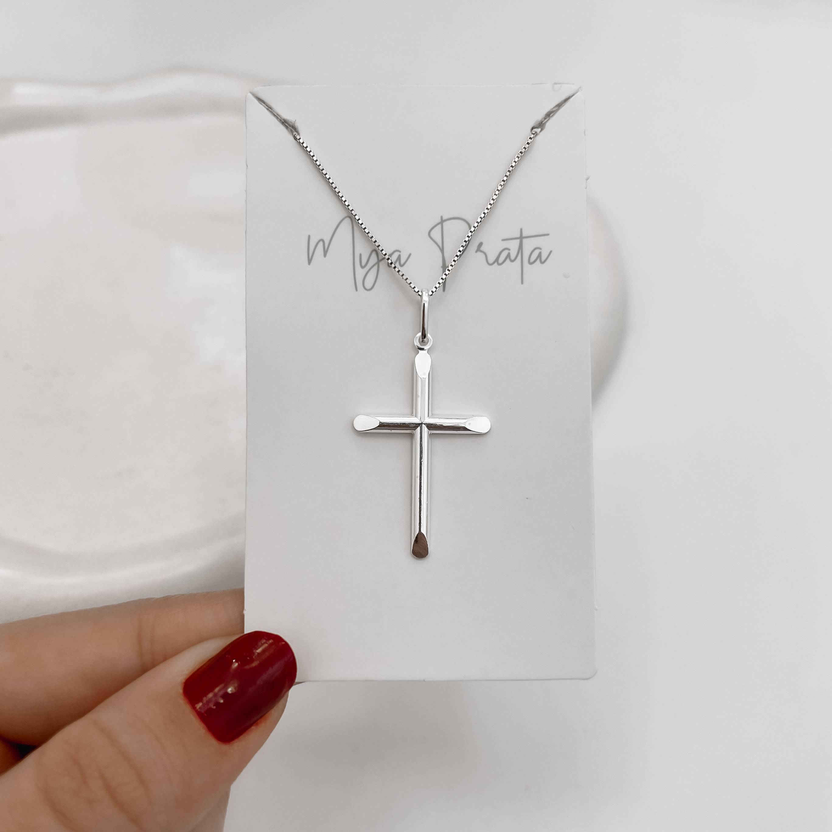 Imagem Secundária Colar pingente cruz 33mm 45cm