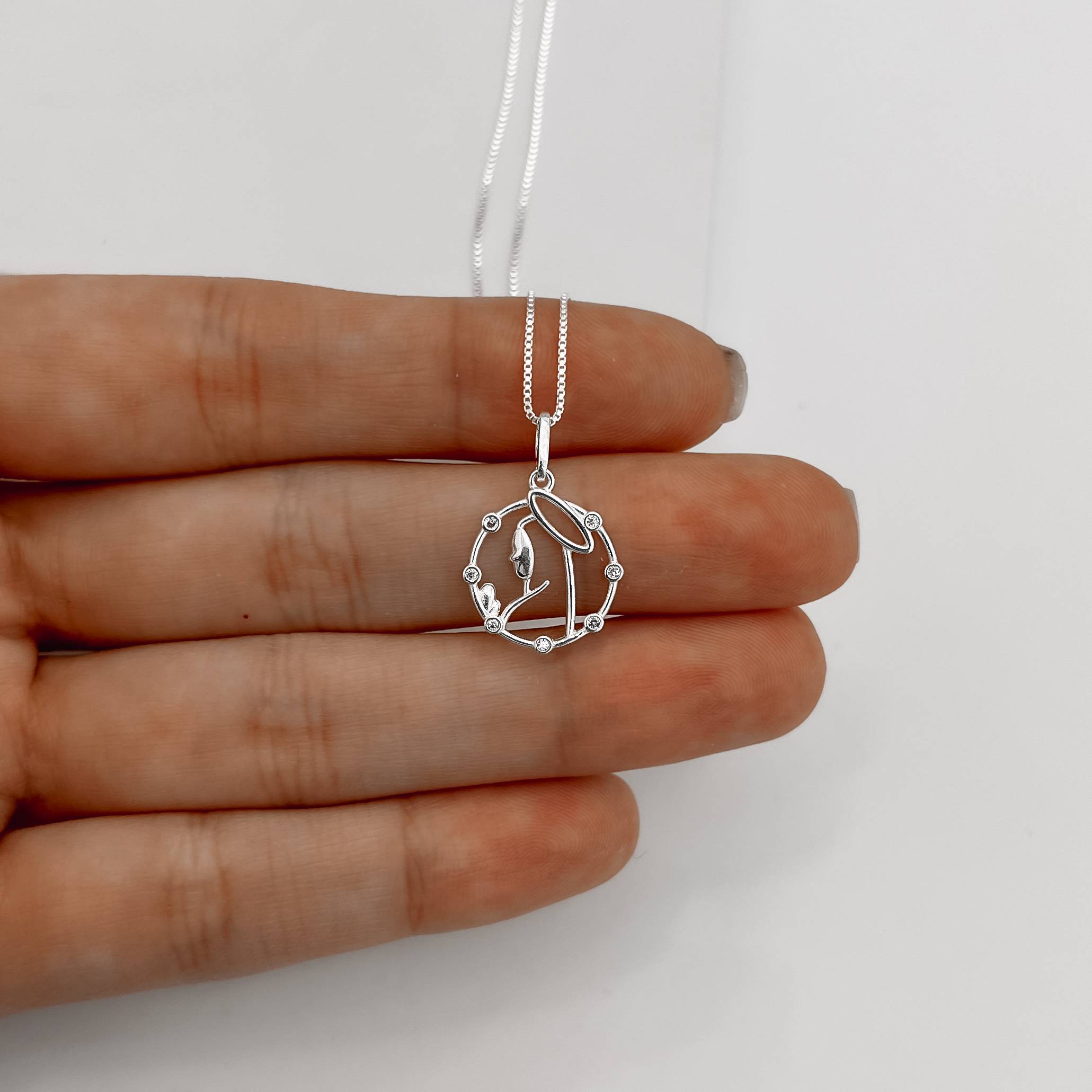 Imagem Secundária Colar pingente medalha Nsa. Sra. de Fátima com zircônias 15mm 45cm