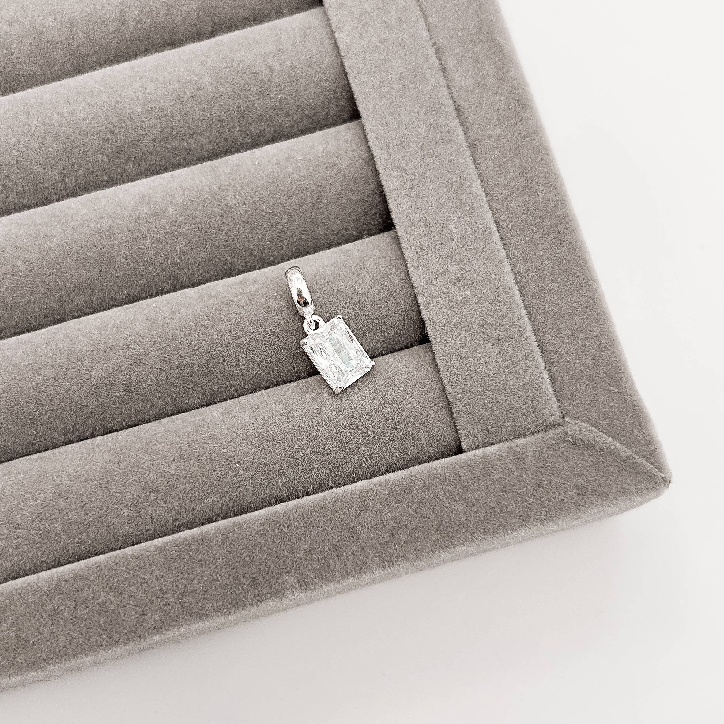 Imagem Secundária Berloque pingente zircônia retangular cristal 8mm