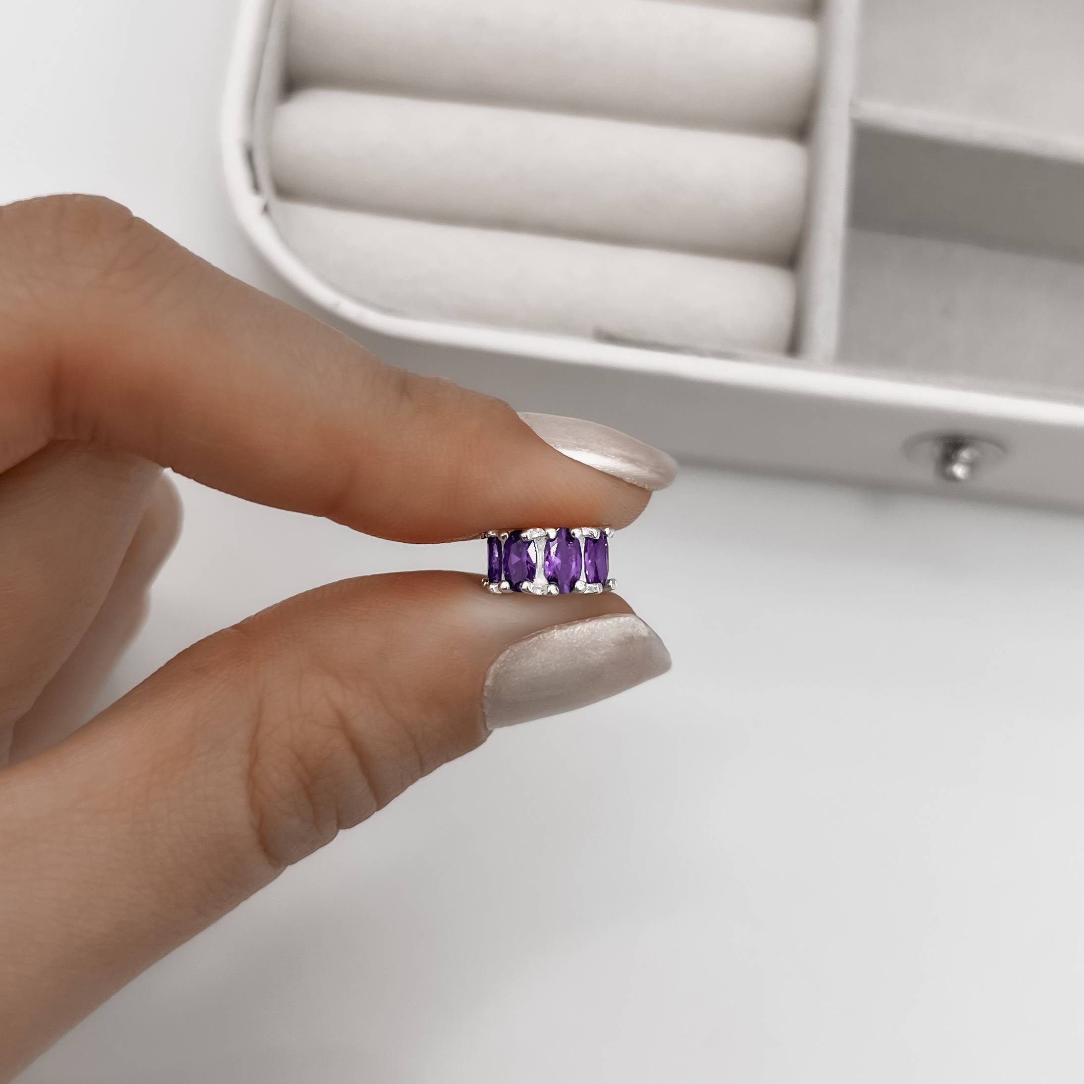 Imagem Secundária Berloque separador zircônias ovais ametista 11mm