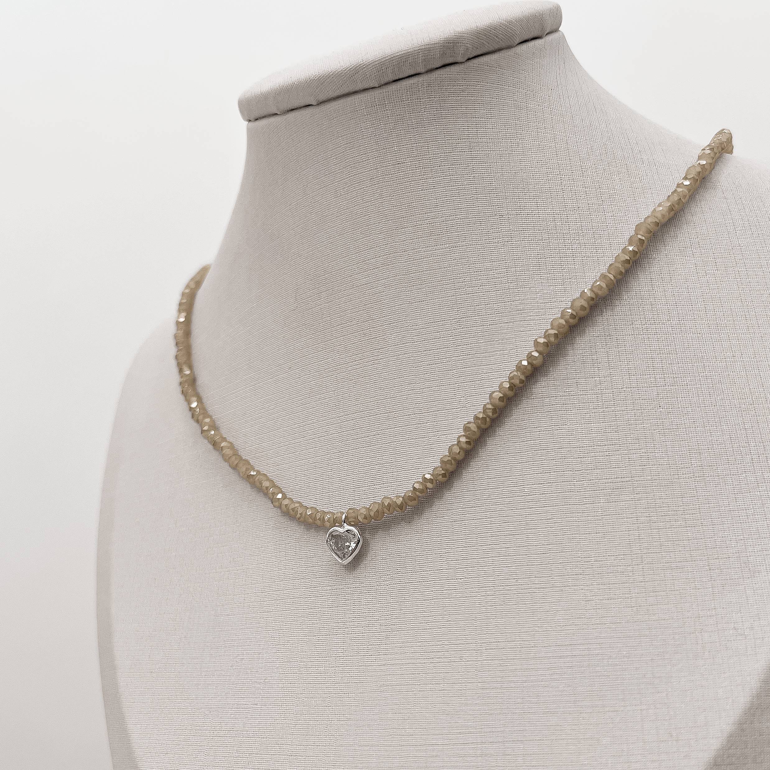 Imagem Secundária Choker cristal perolado champanhe 3mm pingente zircônia coração cristal 6mm 40+5cm