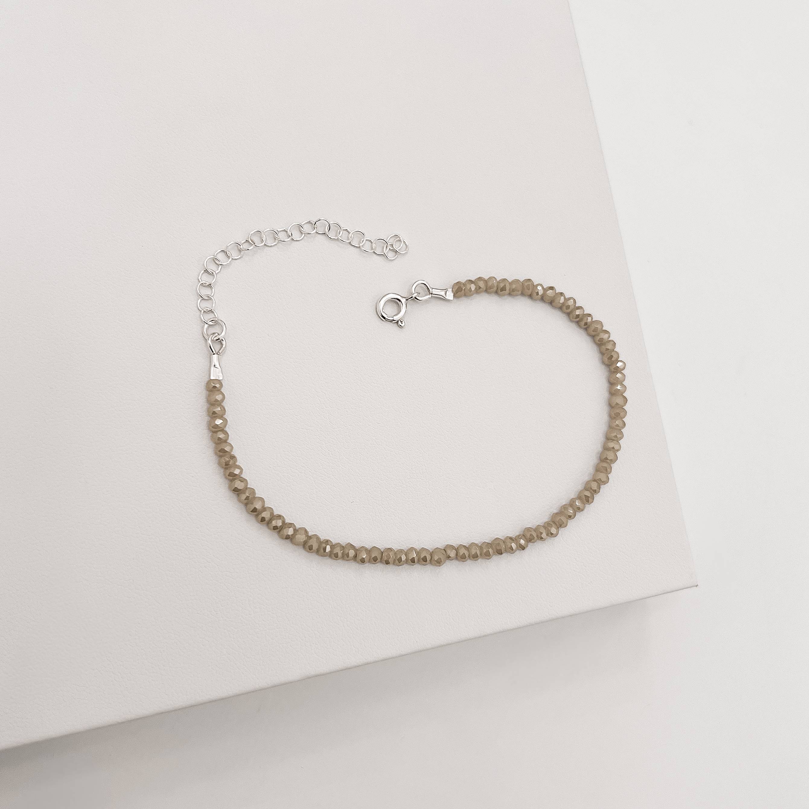 Imagem Secundária Pulseira cristal perolado champanhe 3mm 16cm com alongadora