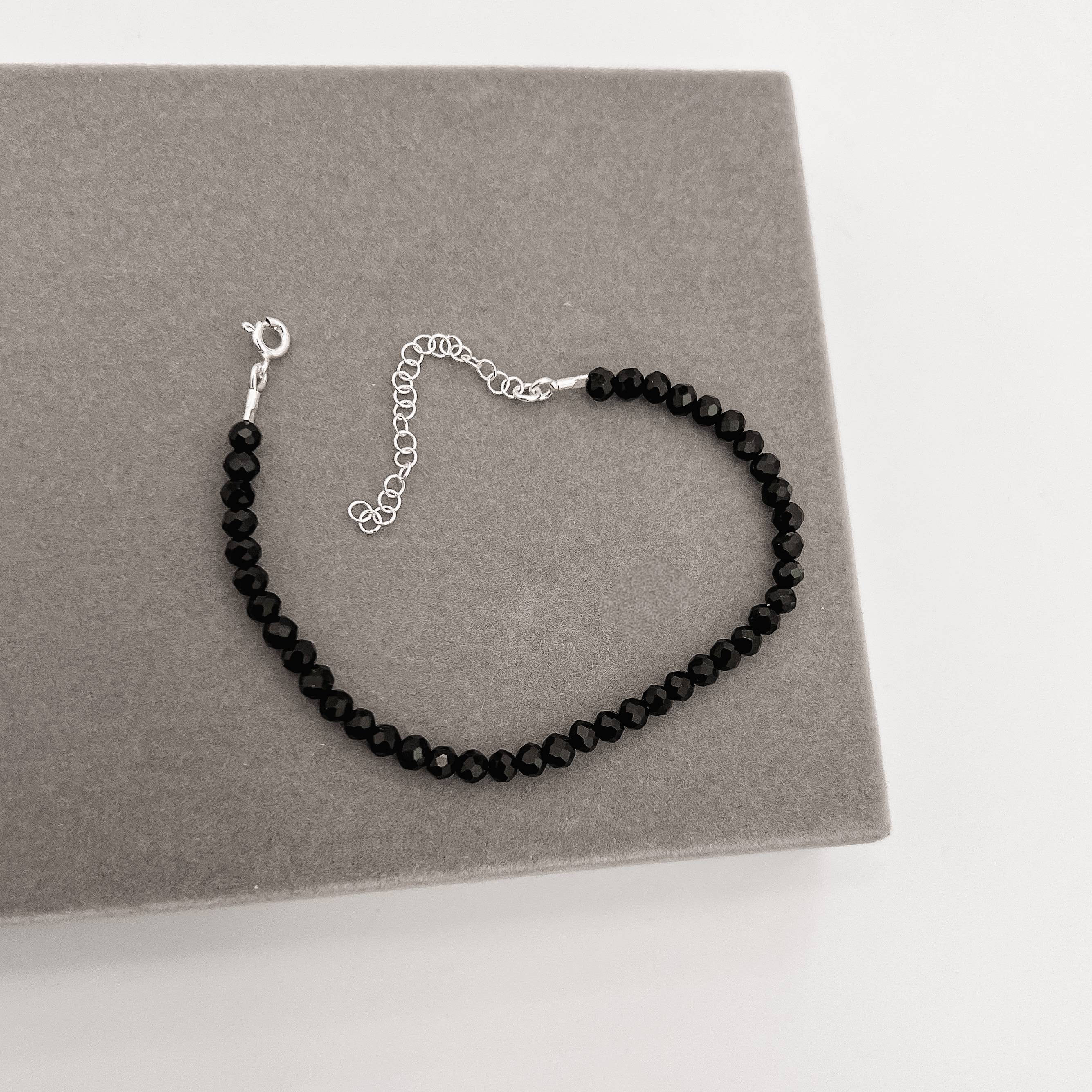 Imagem Secundária Pulseira cristal preto 4mm 16cm com alongadora