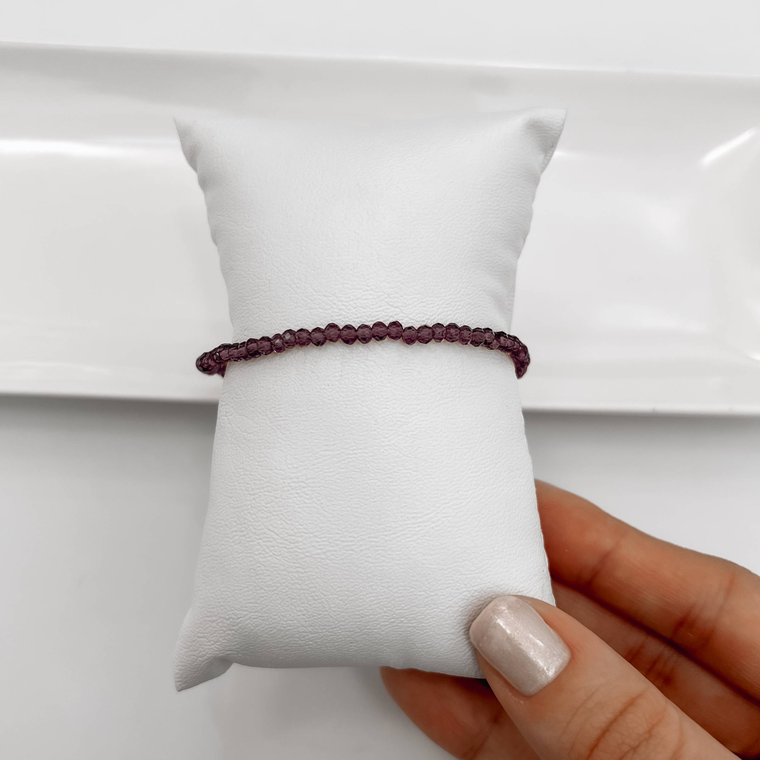 Imagem Secundária Pulseira cristal roxo transparente 3mm 16cm com alongadora