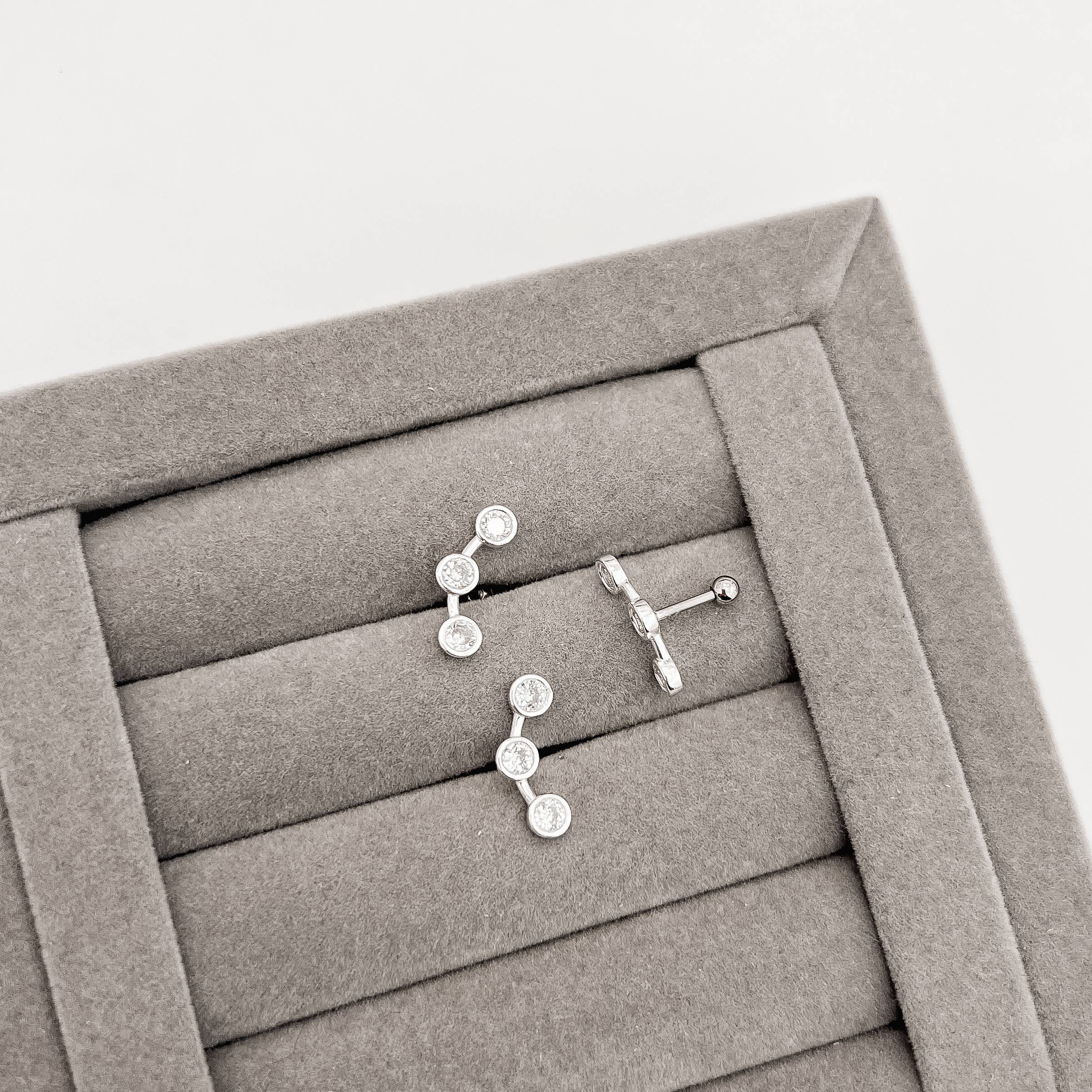 Piercing haste 3 zircônias embutidas 16mm