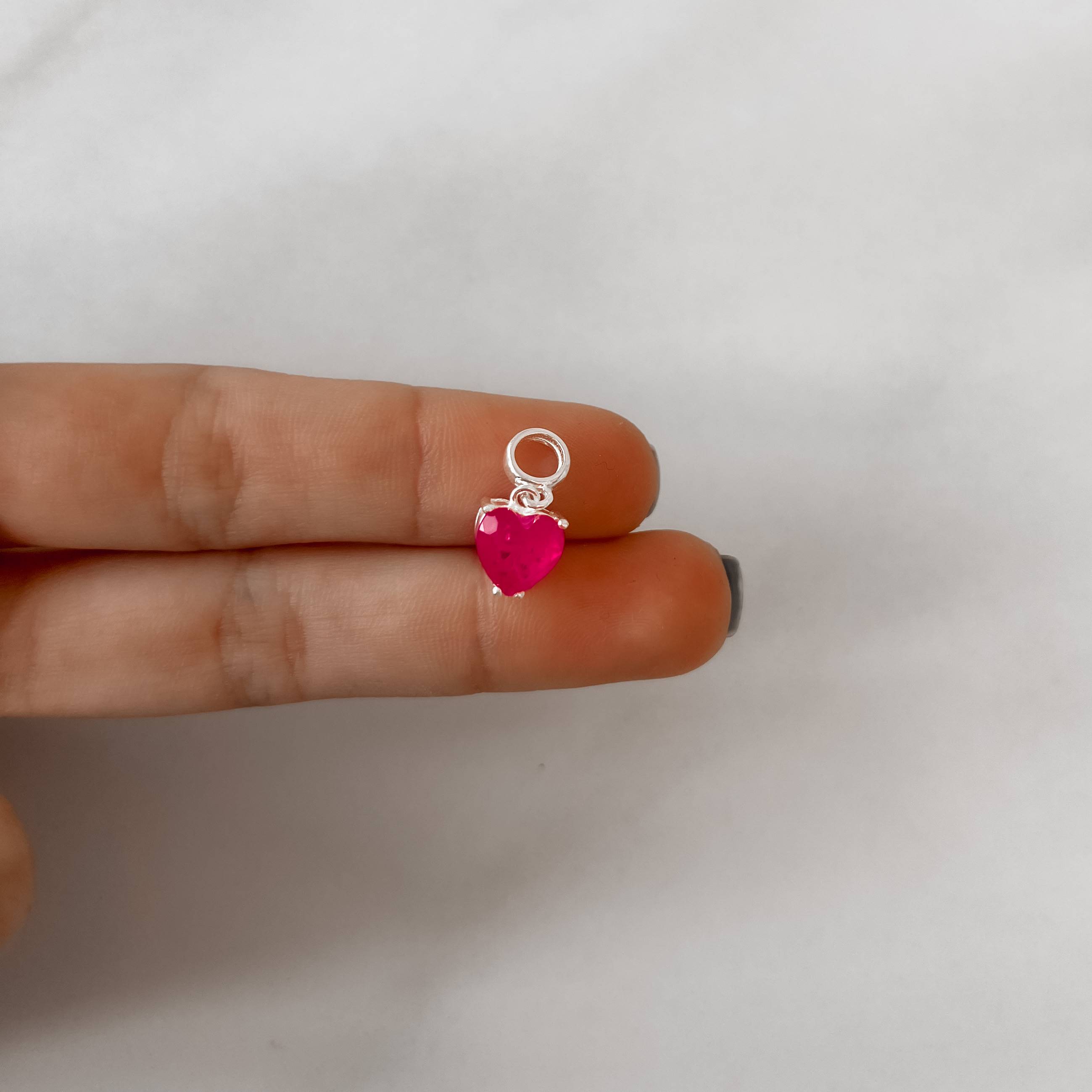 Imagem Secundária Berloque pingente zircônia coração pink fusion 8mm