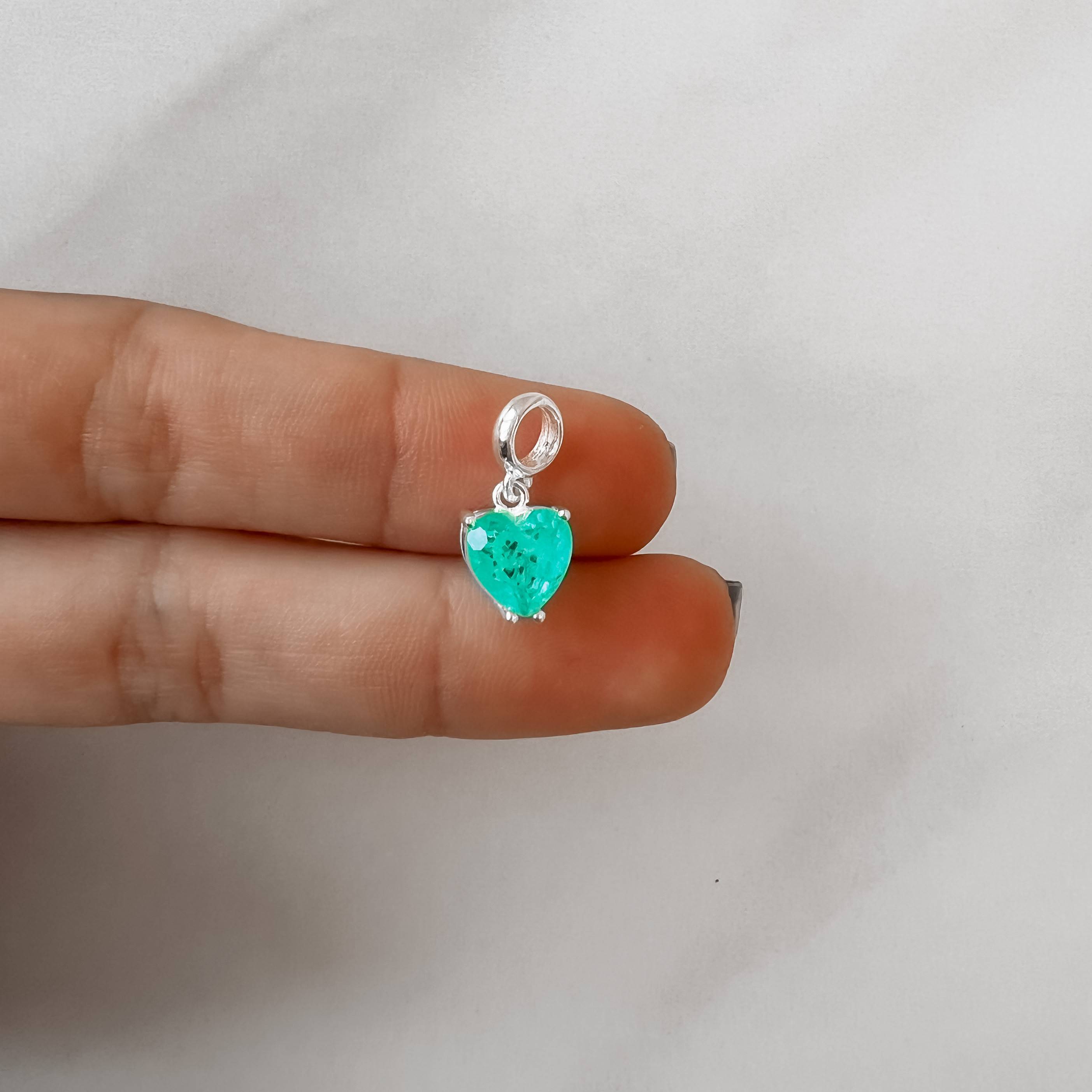 Imagem Secundária Berloque pingente zircônia coração verde fusion 8mm