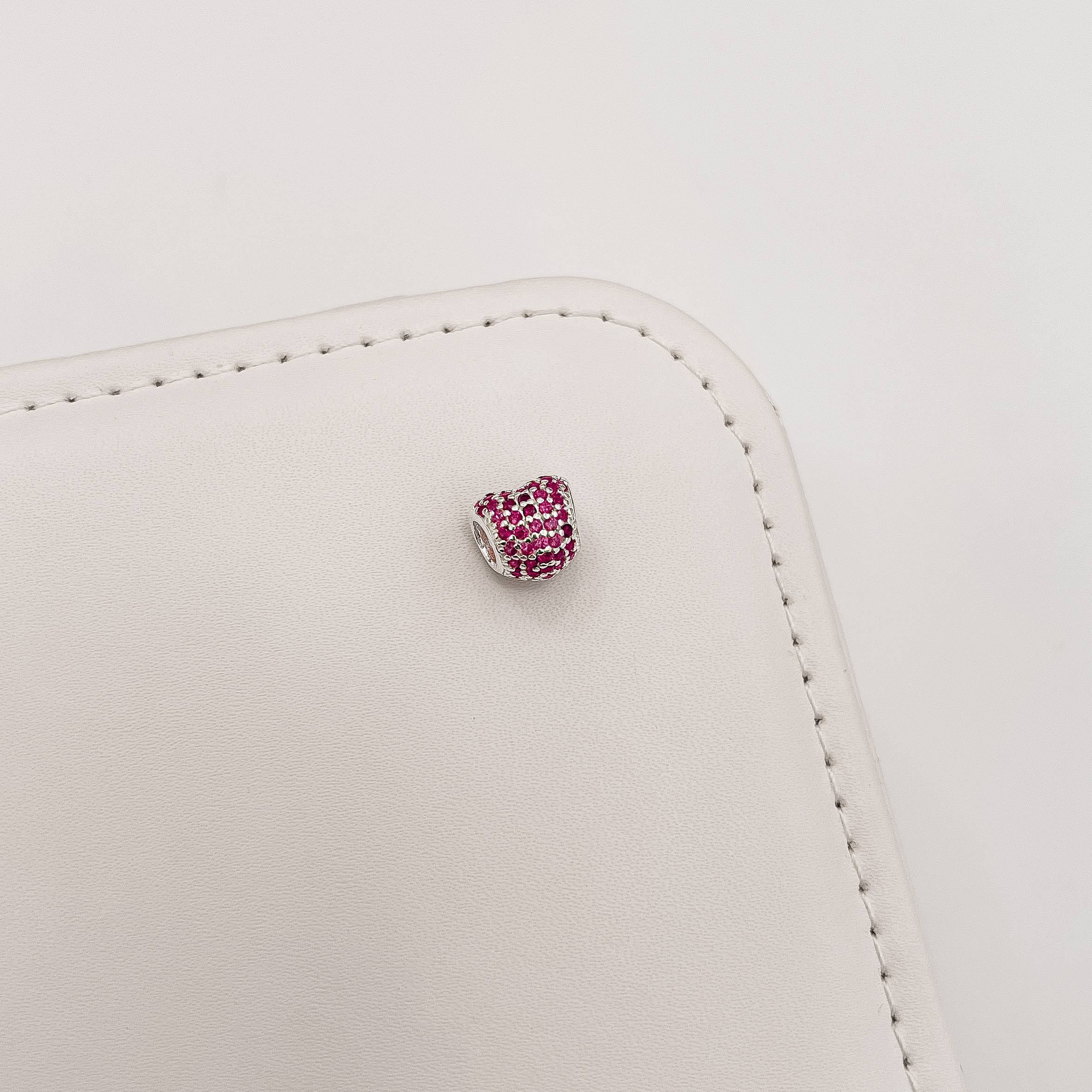 Imagem Secundária Berloque separador coração cravejado rosa 10mm