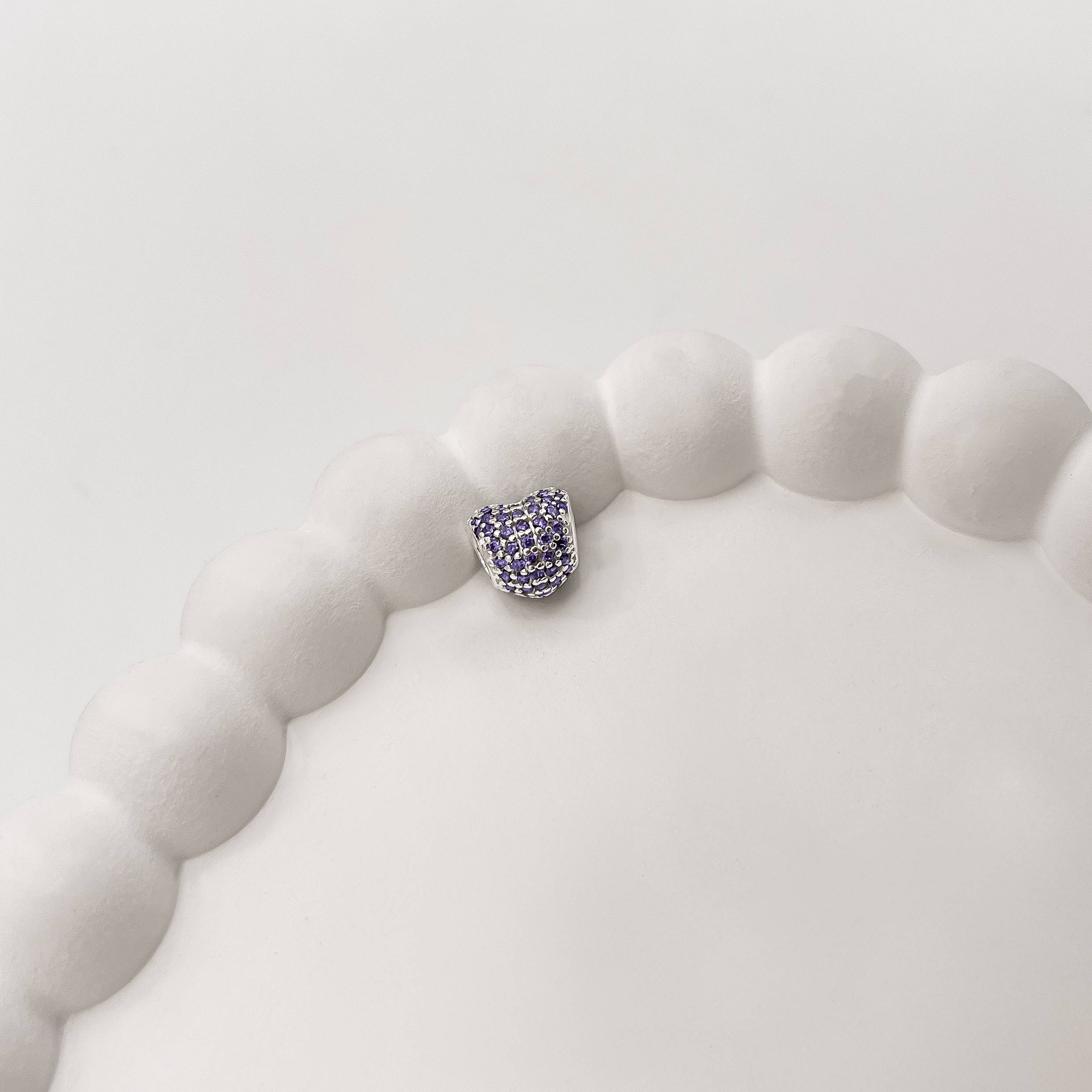 Imagem Secundária Berloque separador coração cravejado lilás 10mm