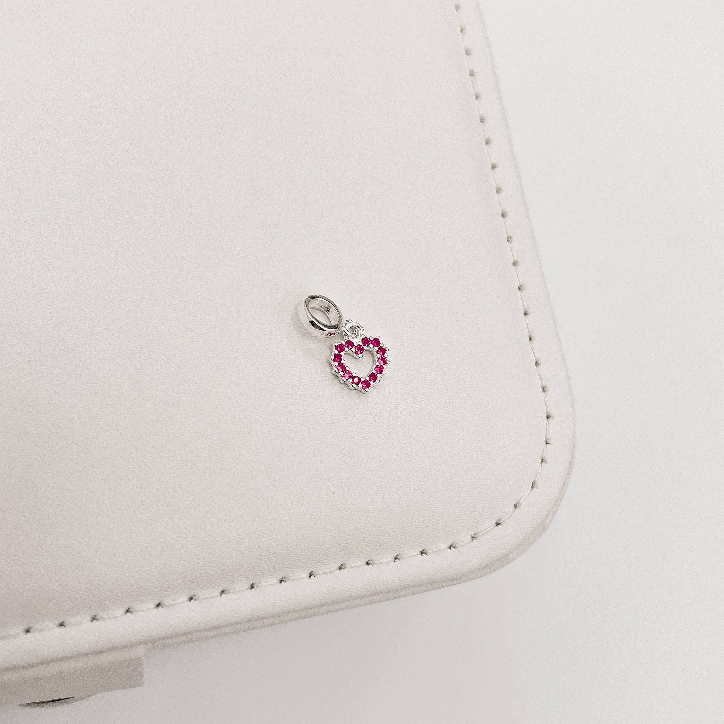 Imagem Secundária Berloque pingente coração vazado cravejado rosa 8mm