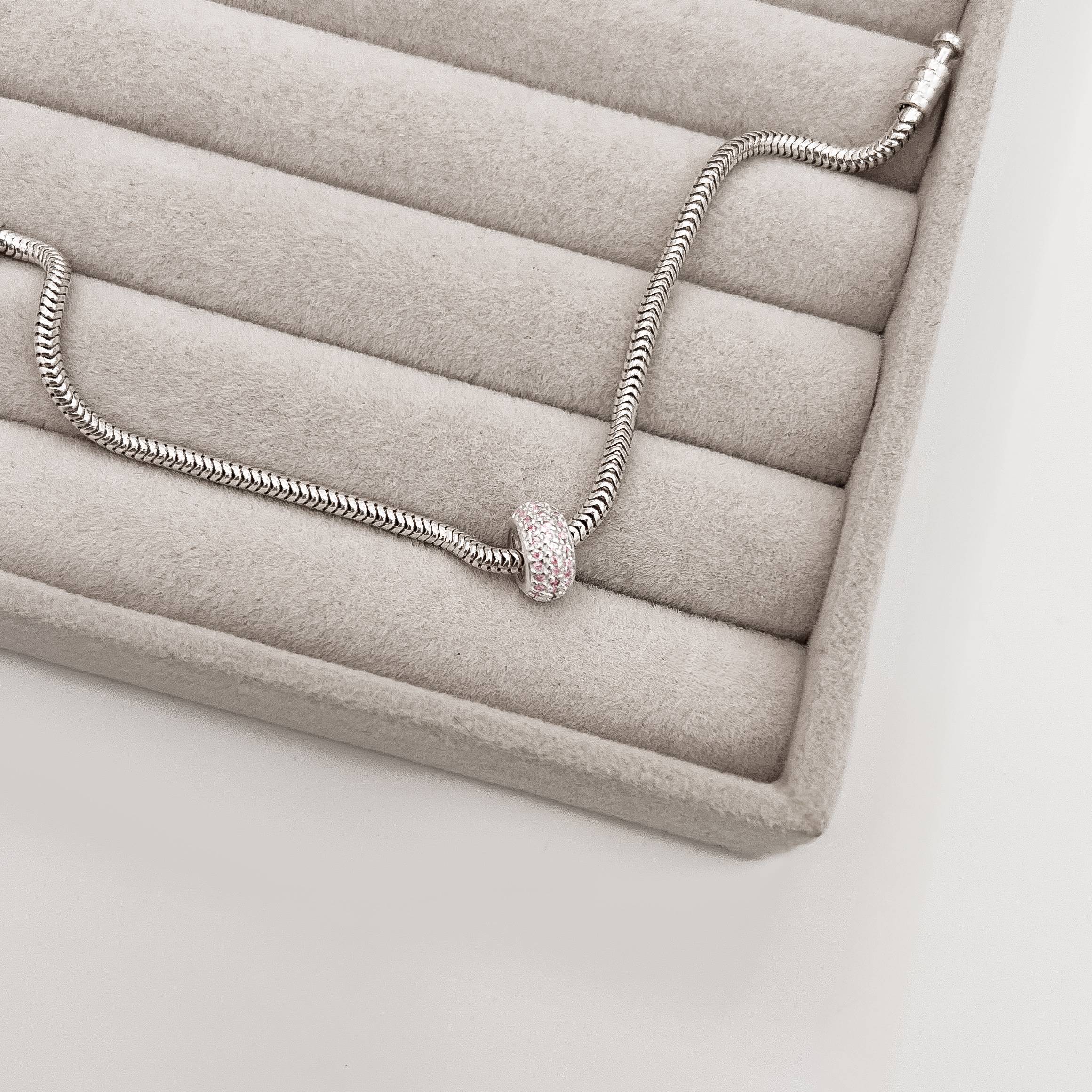 Imagem Secundária Berloque separador triplo cravejado rosa claro 10mm