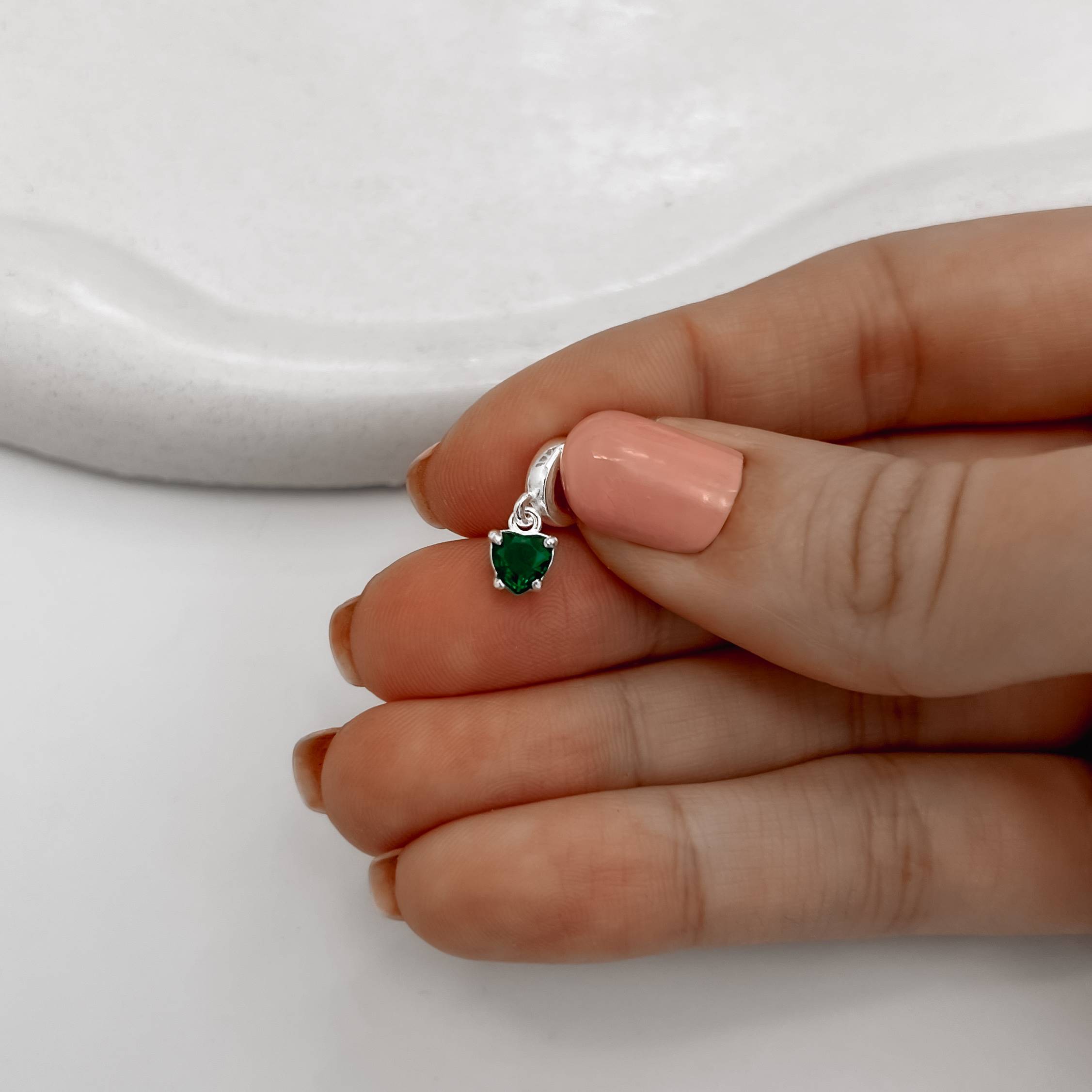 Imagem Secundária Berloque pingente zircônia coração esmeralda 5mm