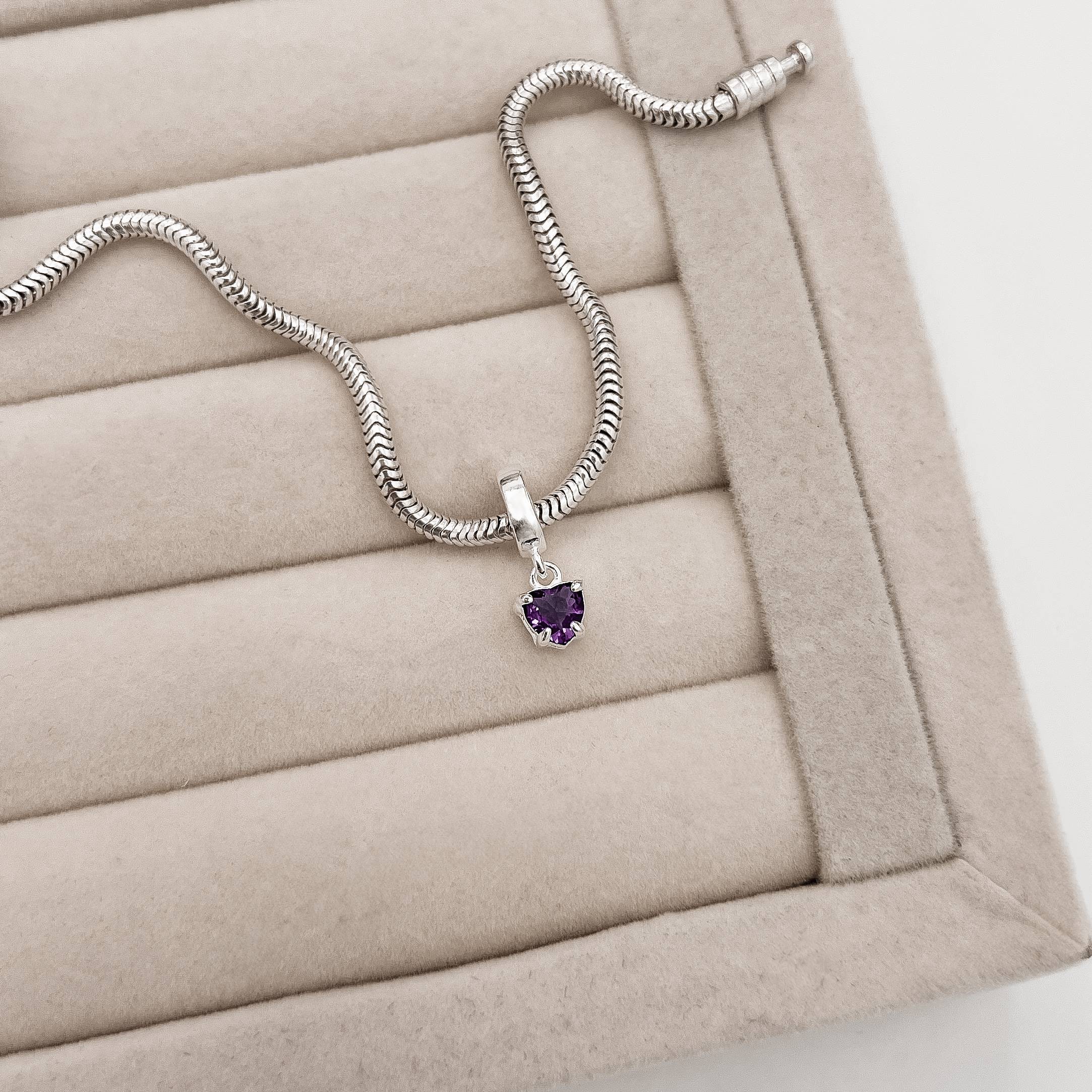 Imagem Berloque pingente zircônia coração lilás 5mm