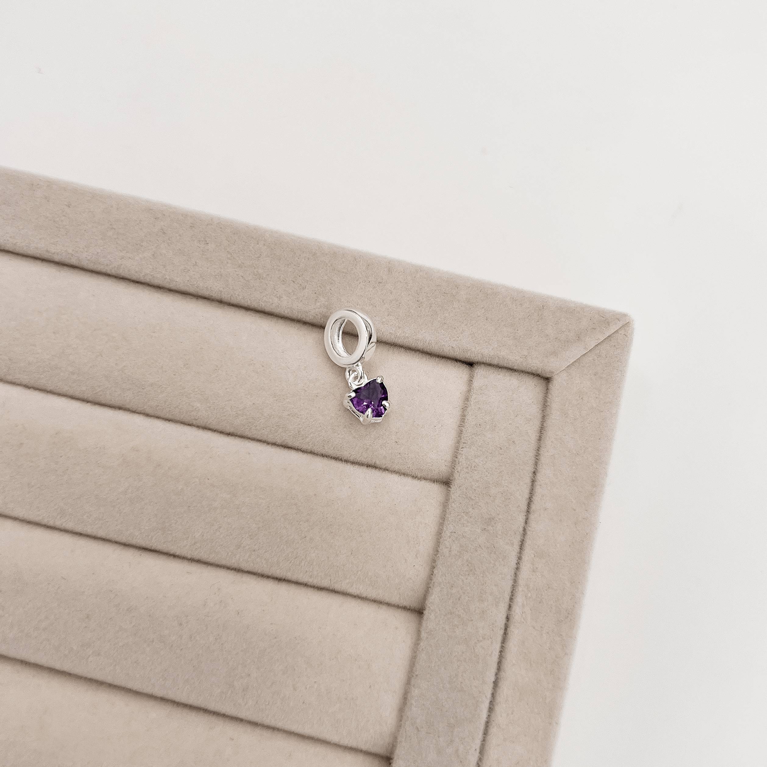 Imagem Secundária Berloque pingente zircônia coração lilás 5mm