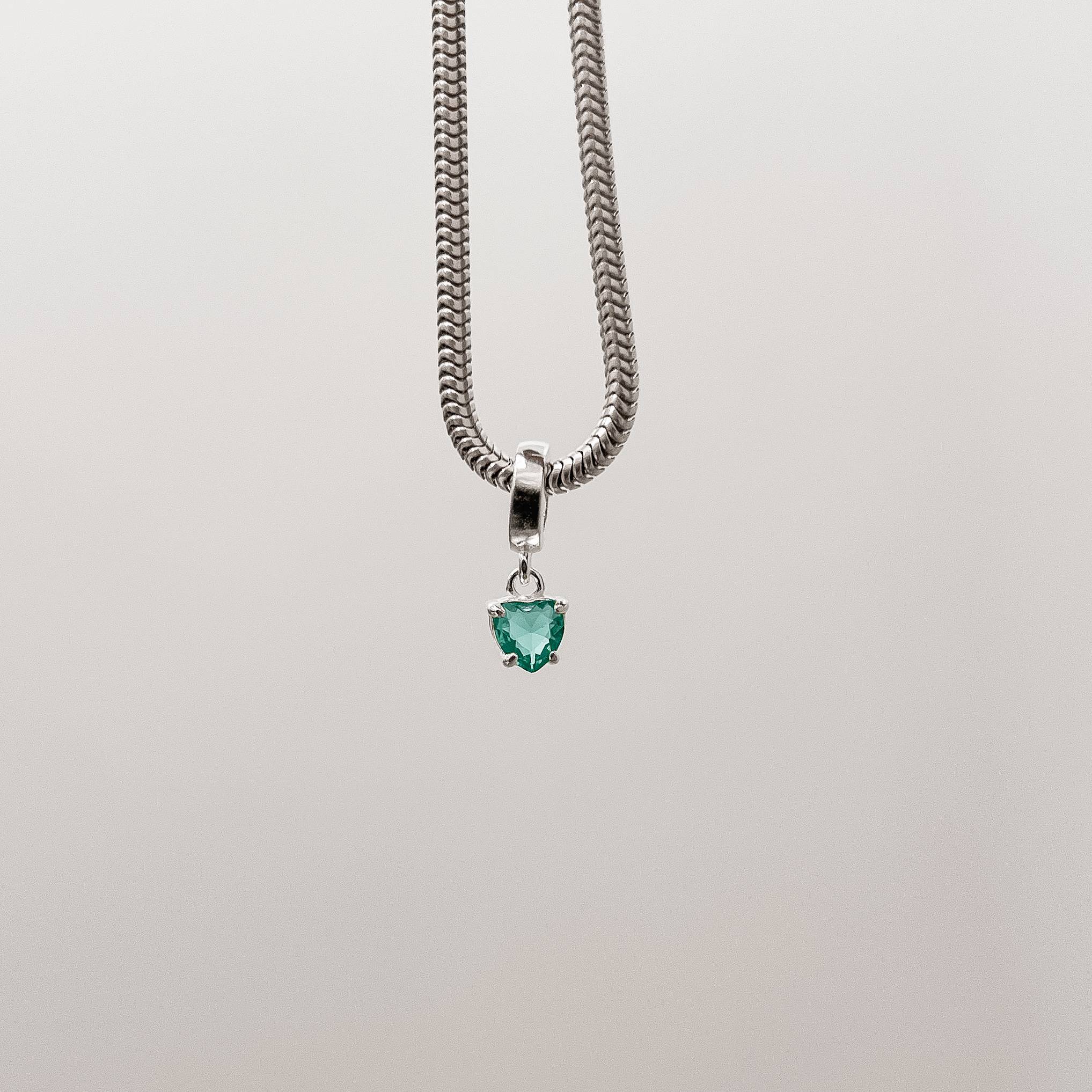 Berloque pingente zircônia coração acqua 5mm