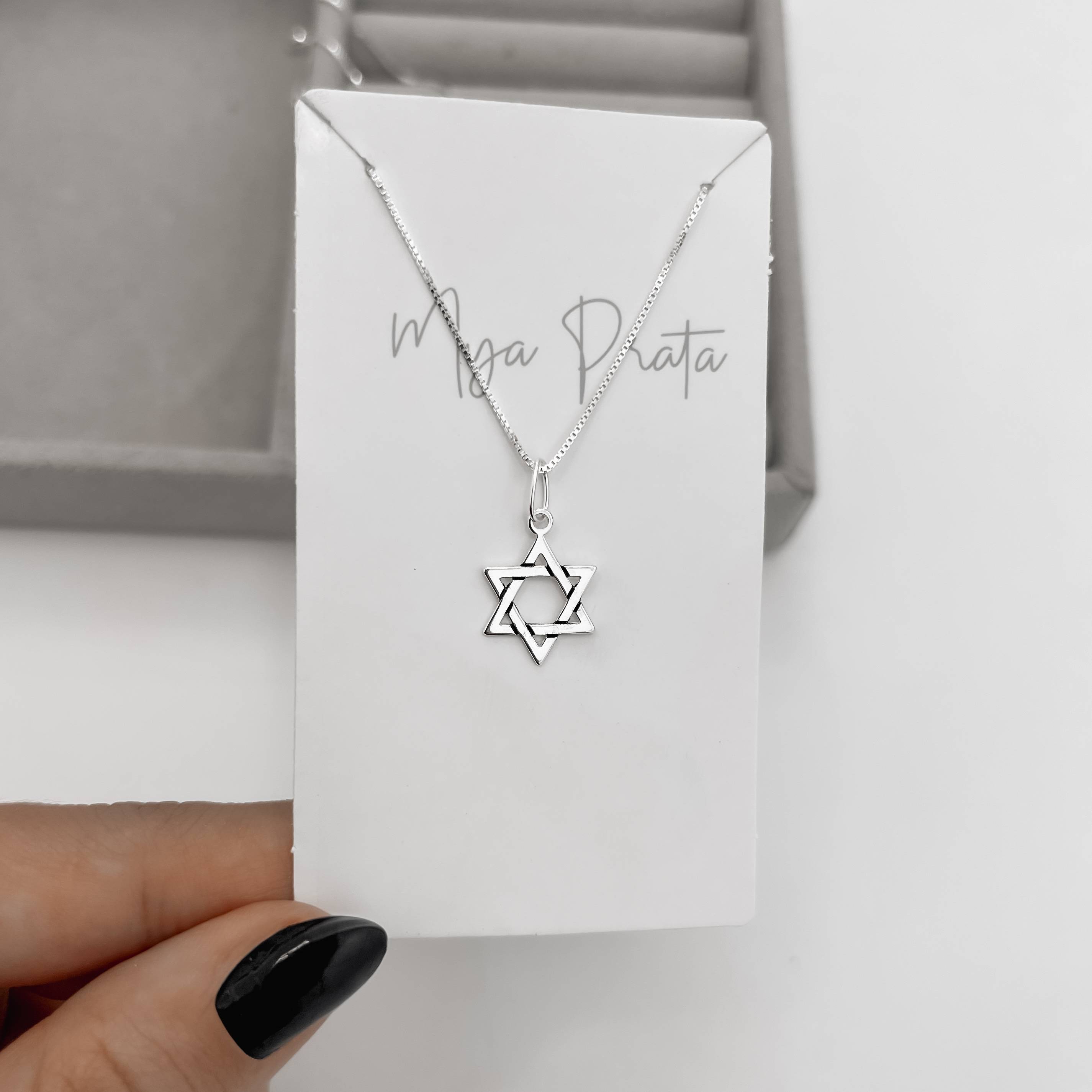 Imagem Secundária Colar pingente estrela de Davi 14mm 45cm