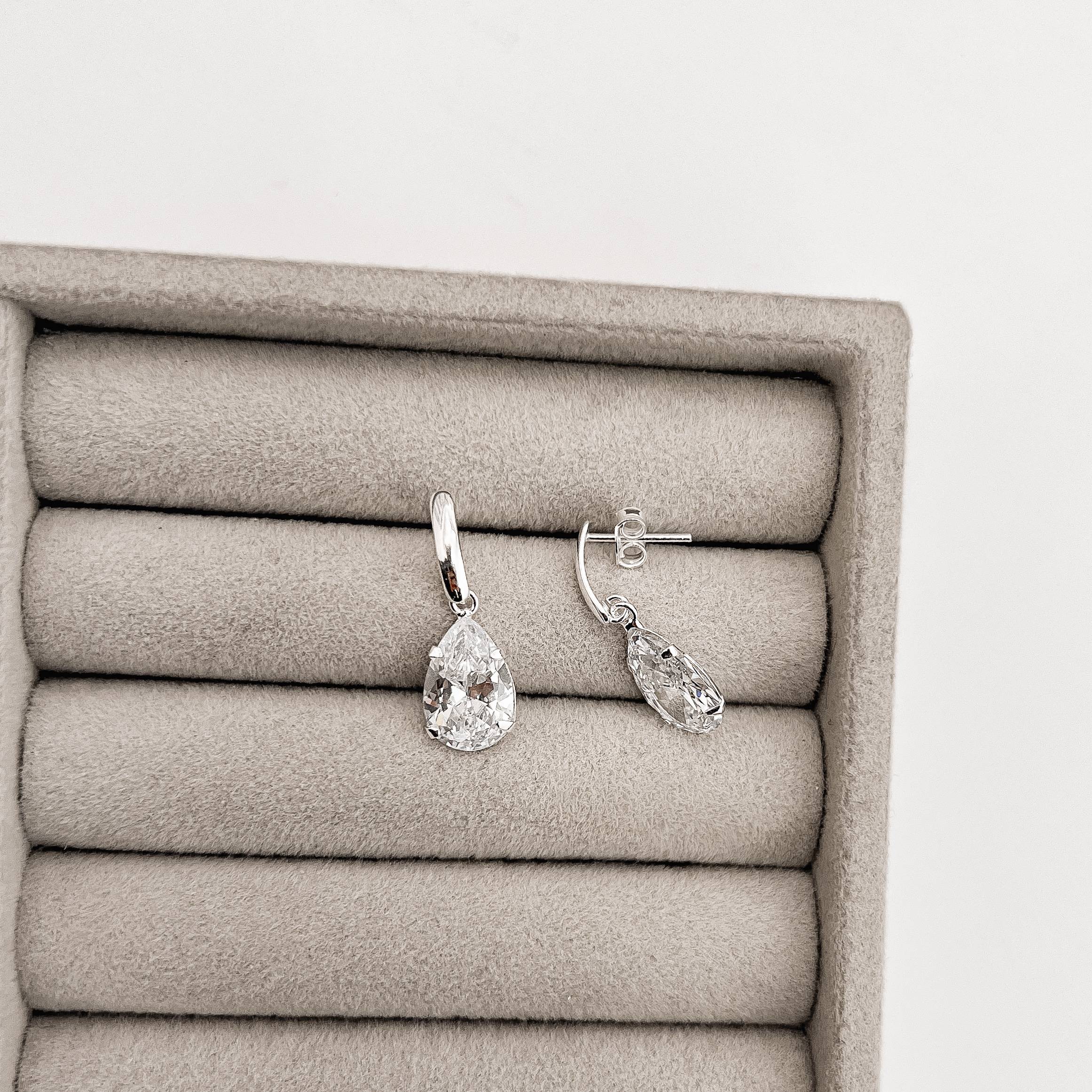 Imagem Secundária Brinco base com zircônia gota cristal 12mm