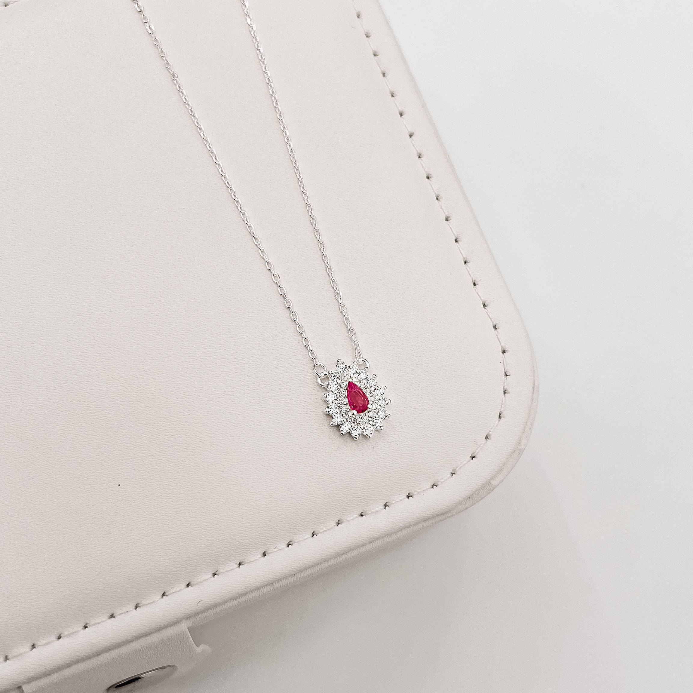 Imagem Colar entremeio zircônia gota rosa com cravejado 13mm 40+5cm