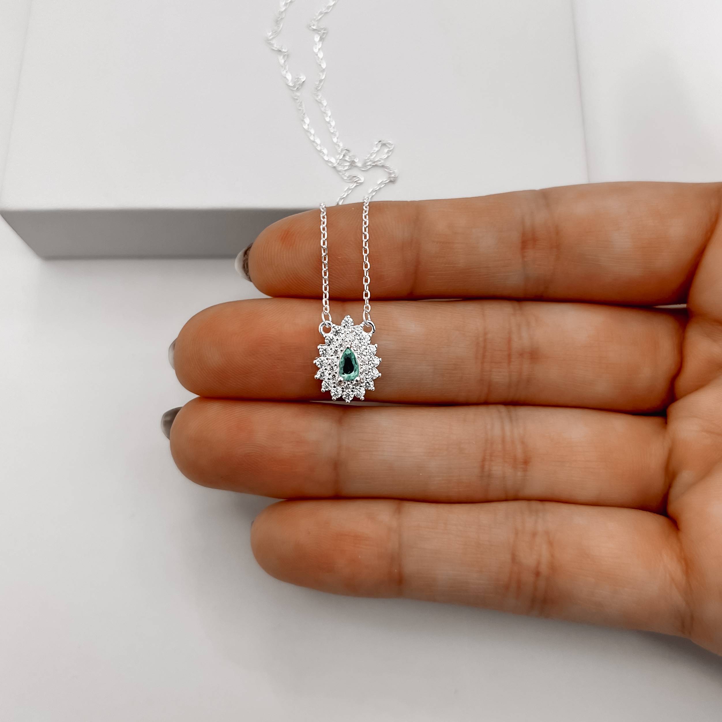 Imagem Secundária Colar entremeio zircônia gota acqua com cravejado 13mm 40+5cm