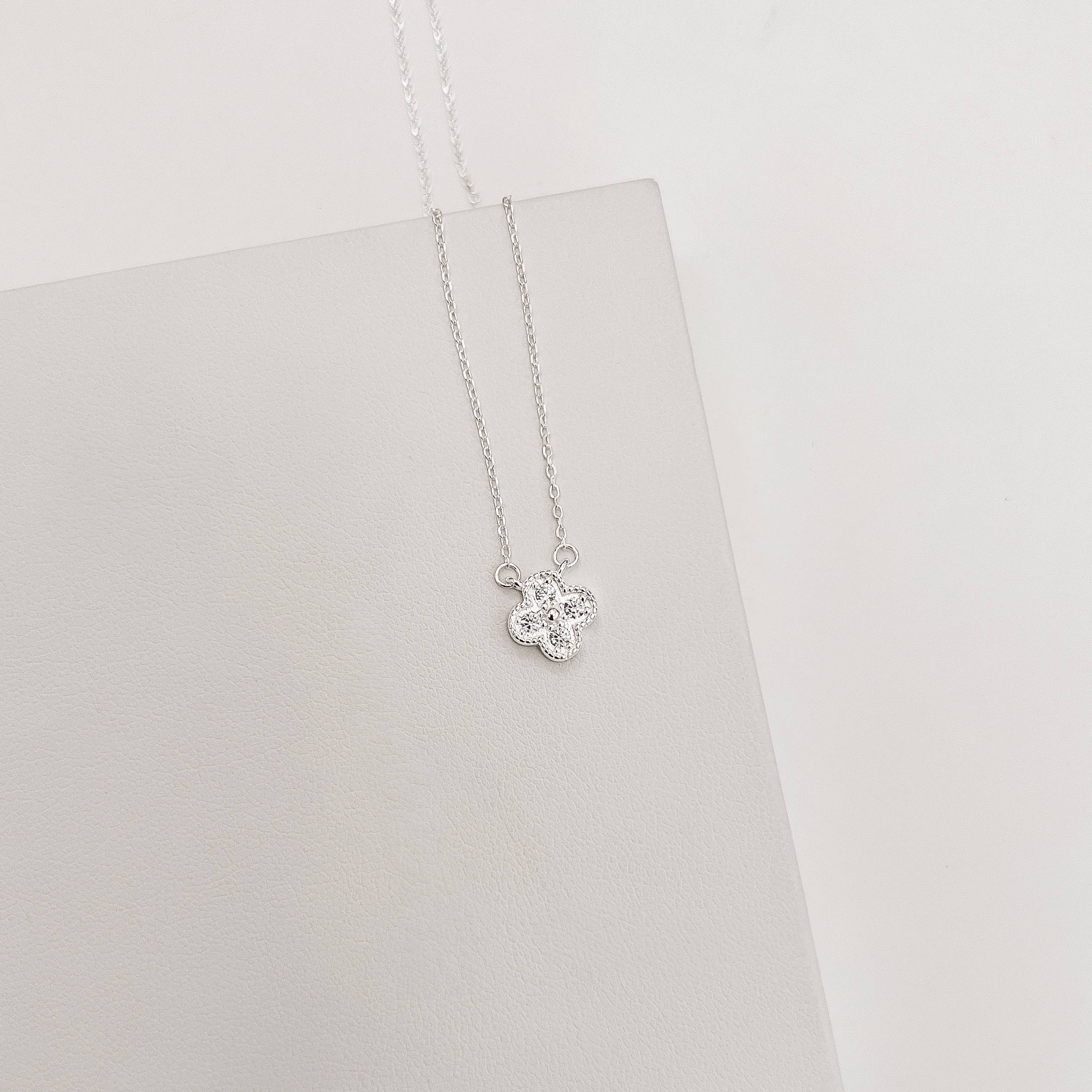 Imagem Secundária Colar entremeio trevo cravejado 9mm 40+5cm