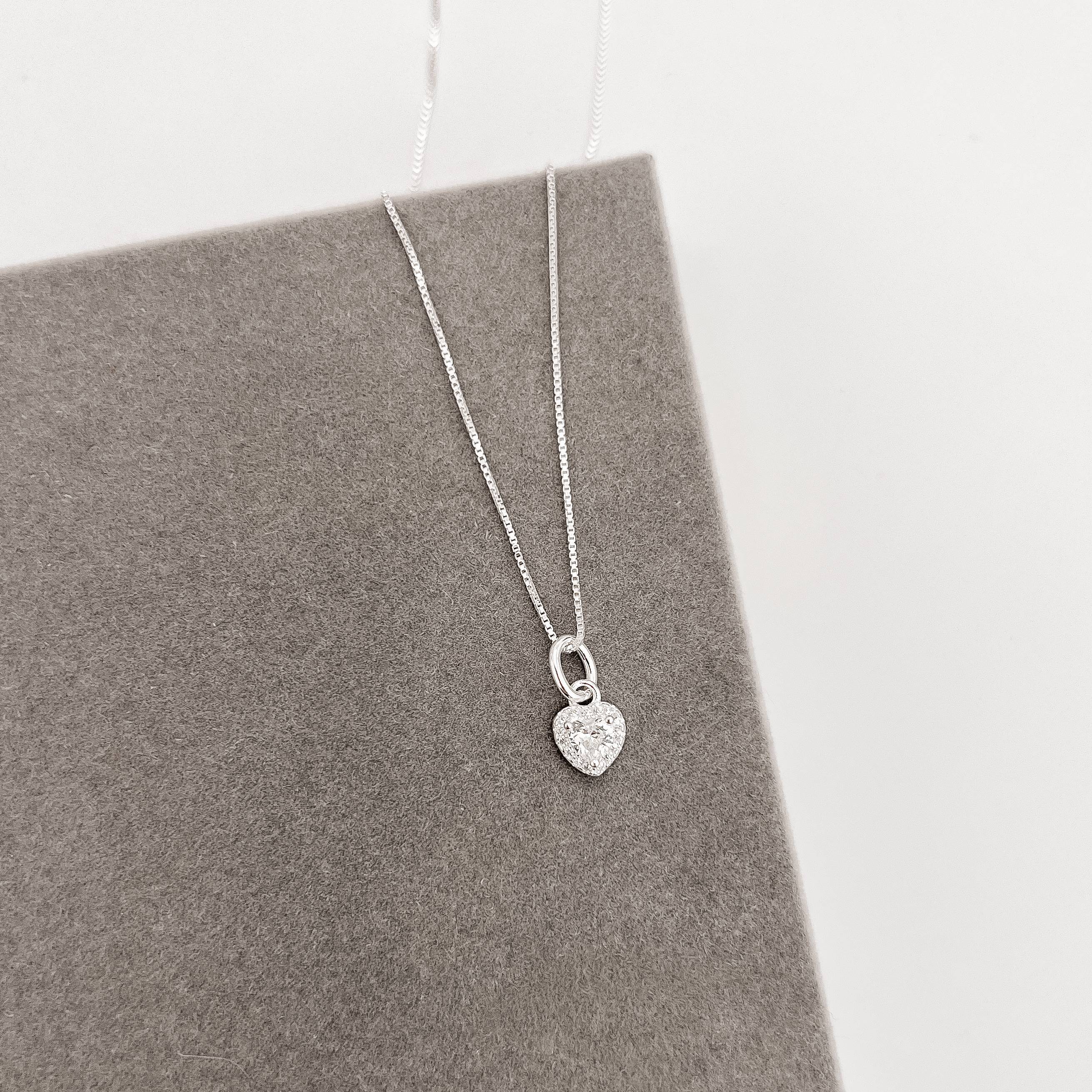 Imagem Secundária Colar pingente zircônia coração com cravejado 7mm 40cm