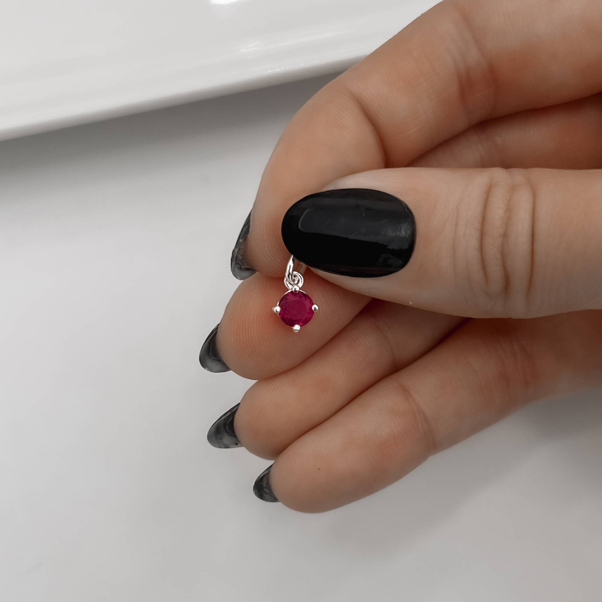 Imagem Secundária Pingente zircônia redonda rubi 5mm