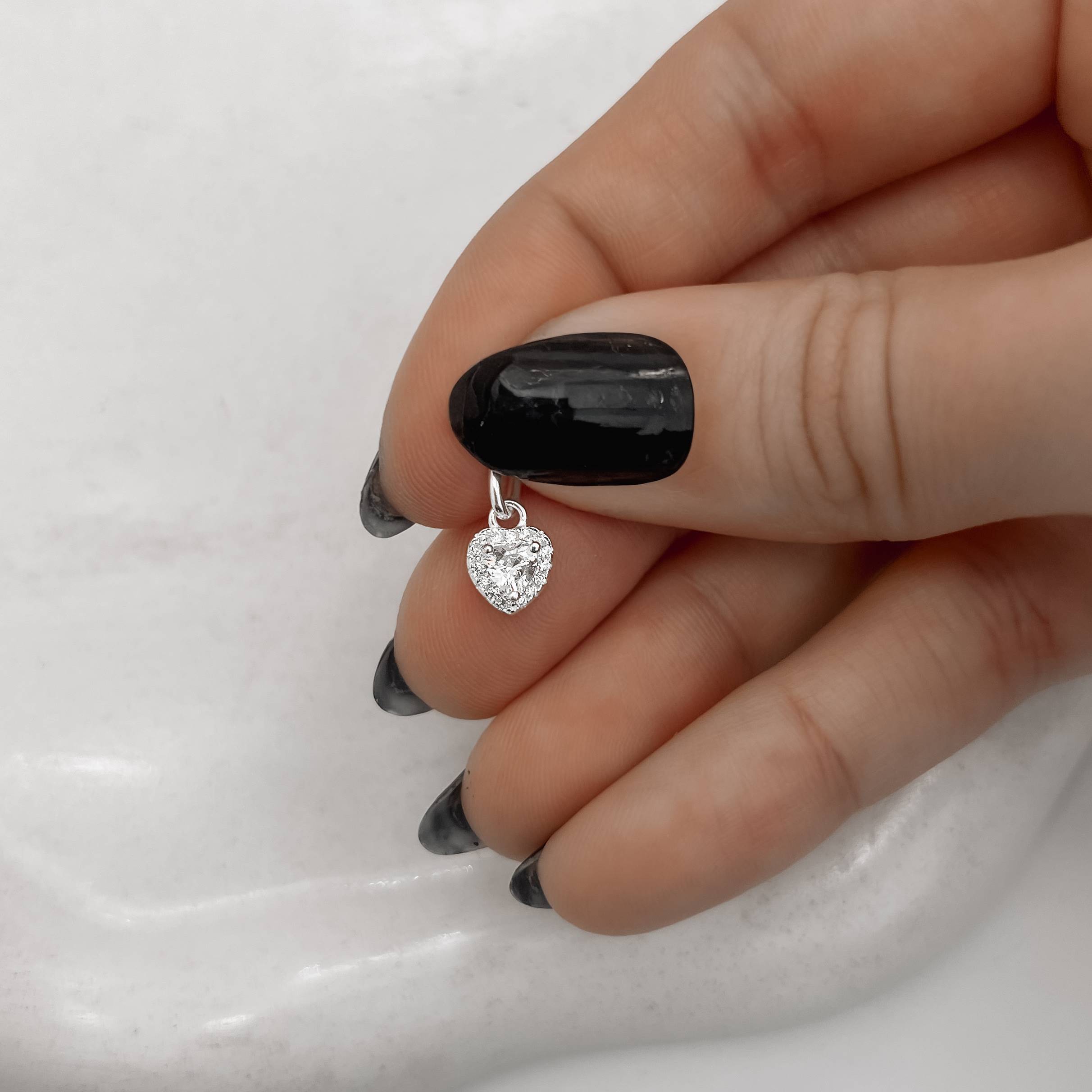 Imagem Secundária Pingente zircônia coração com cravejado 7mm