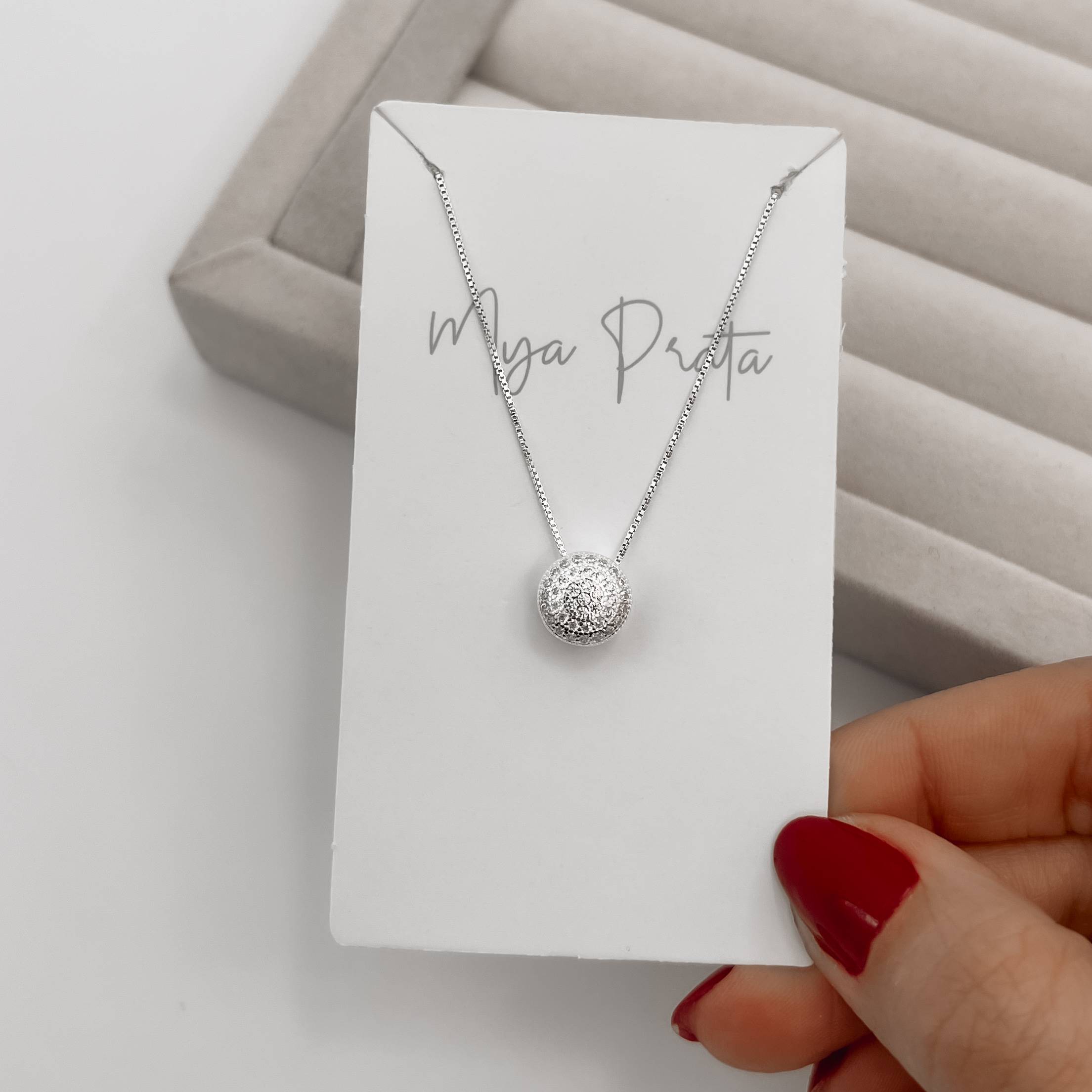 Colar círculo cravejado 9mm 40cm