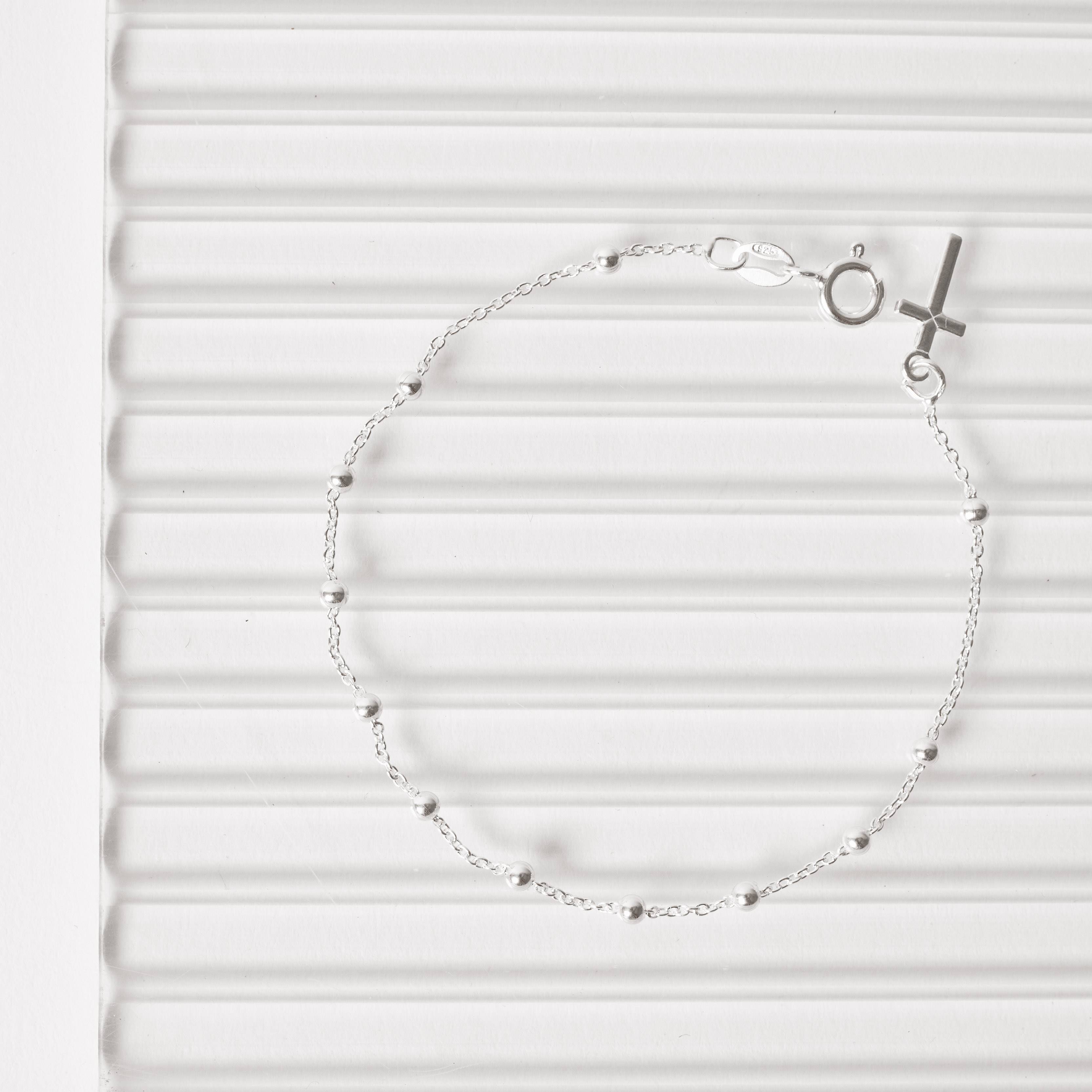 Imagem Pulseira terço bolas 2.6mm corrente cadeado