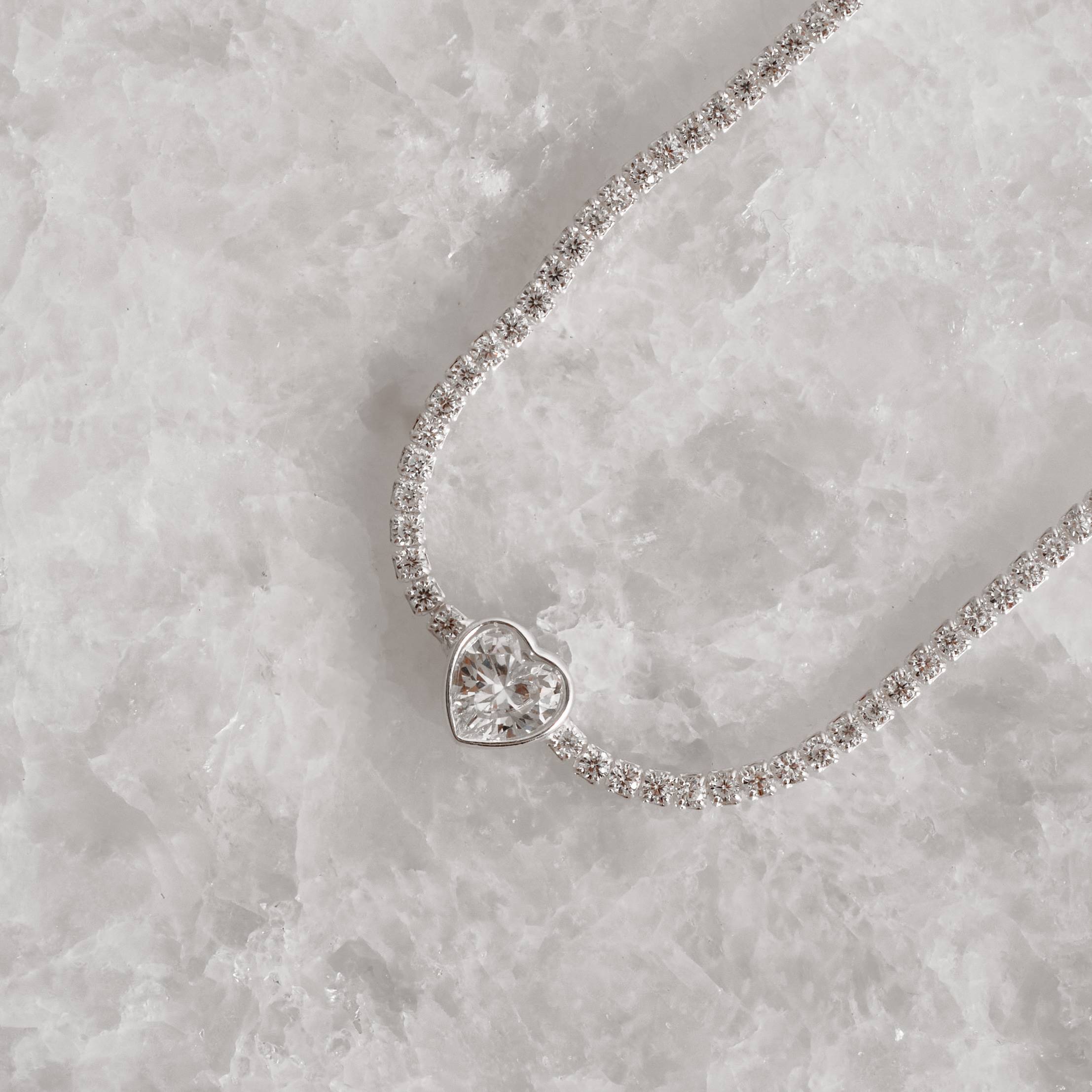 Imagem Secundária Pulseira Riviera 1.9 com zircônia coração cristal 16cm com alongadora