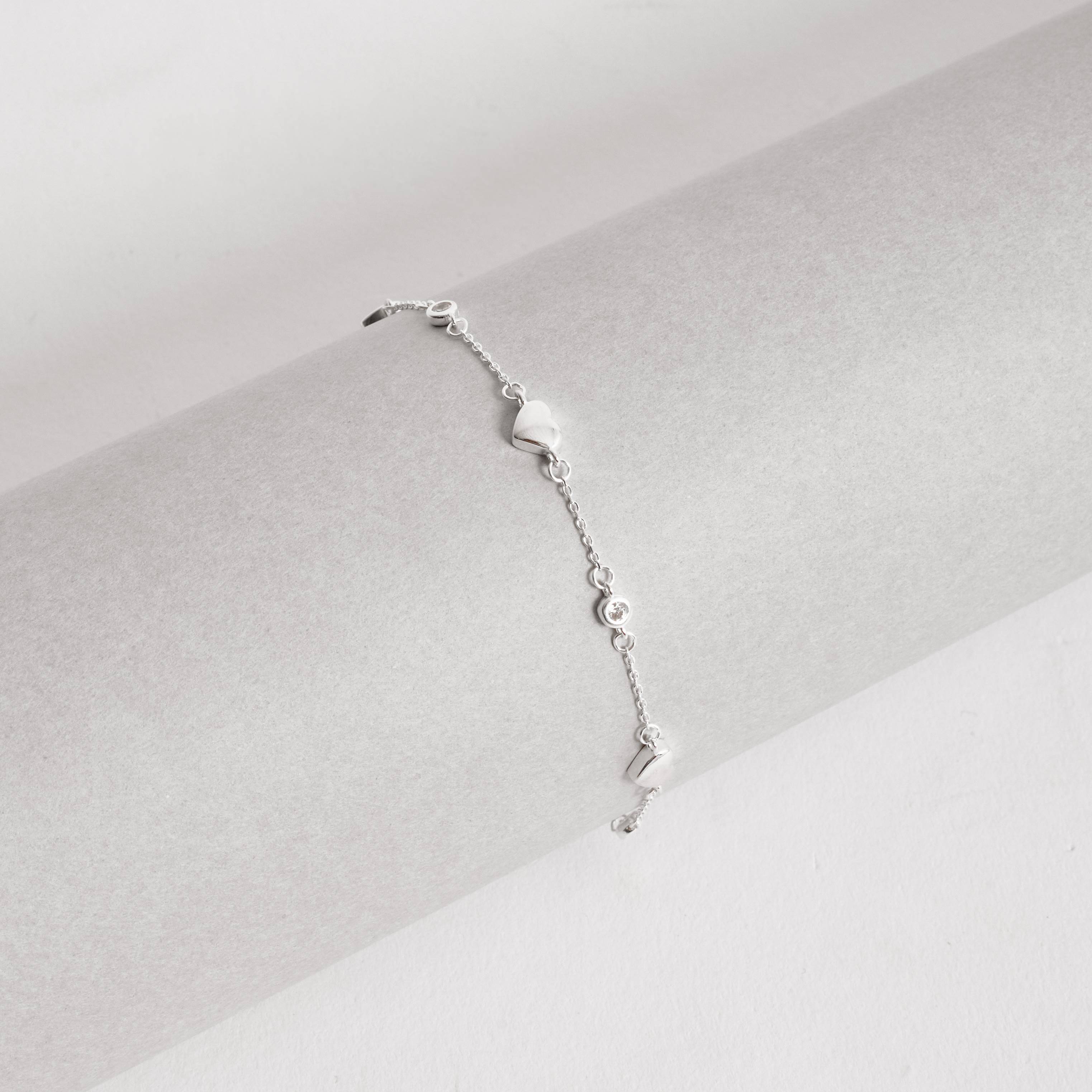 Imagem Secundária Pulseira entremeios zircônia e coração 16+5cm