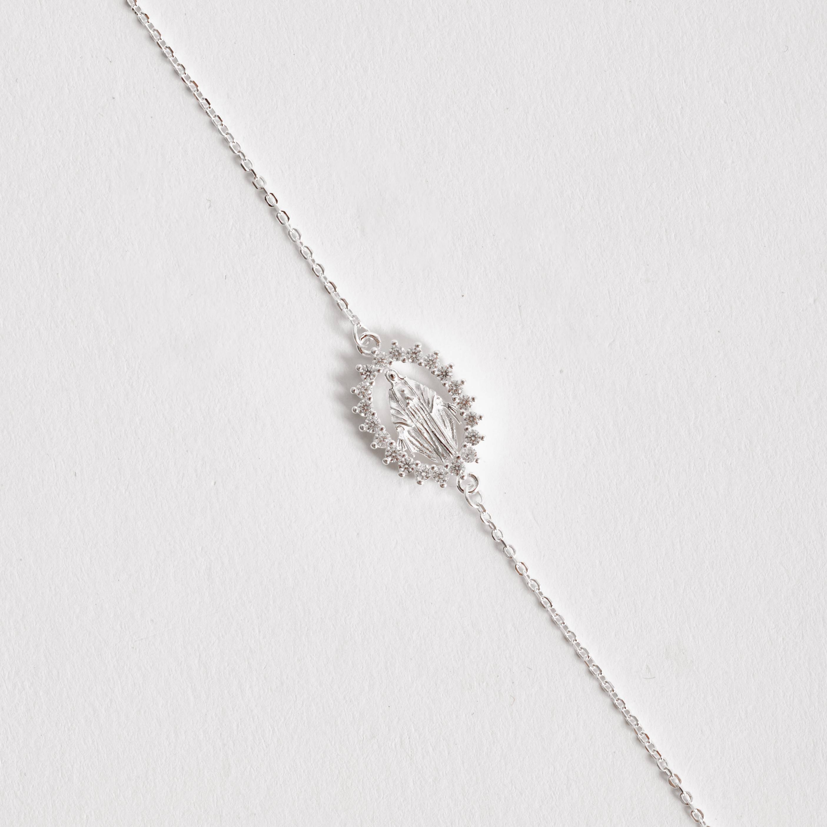 Imagem Secundária Pulseira entremeio medalha Nsa. Sra. das Graças cravejada 14mm 16+5cm