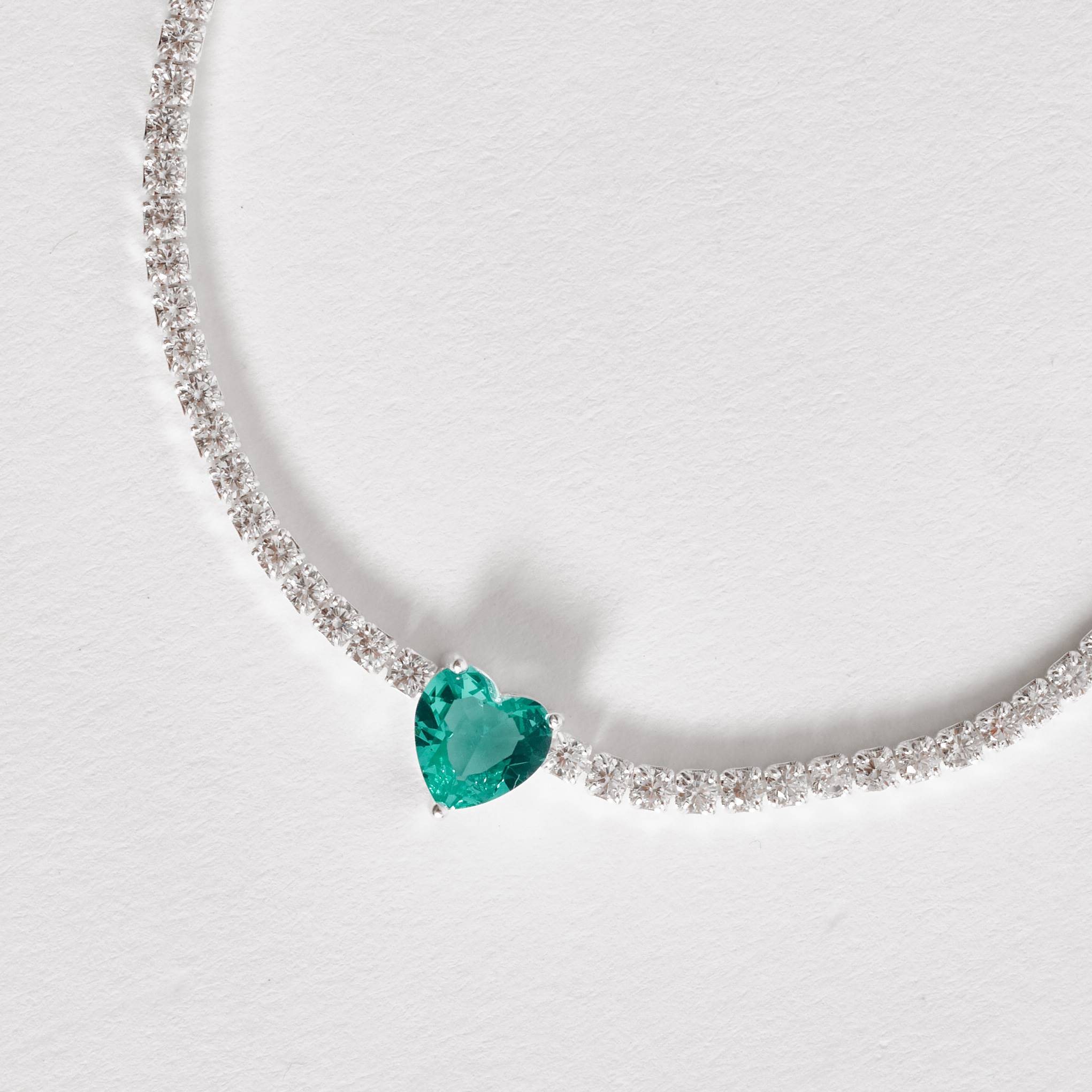 Imagem Pulseira Riviera 2.1 com zircônia coração turmalina 16+4cm