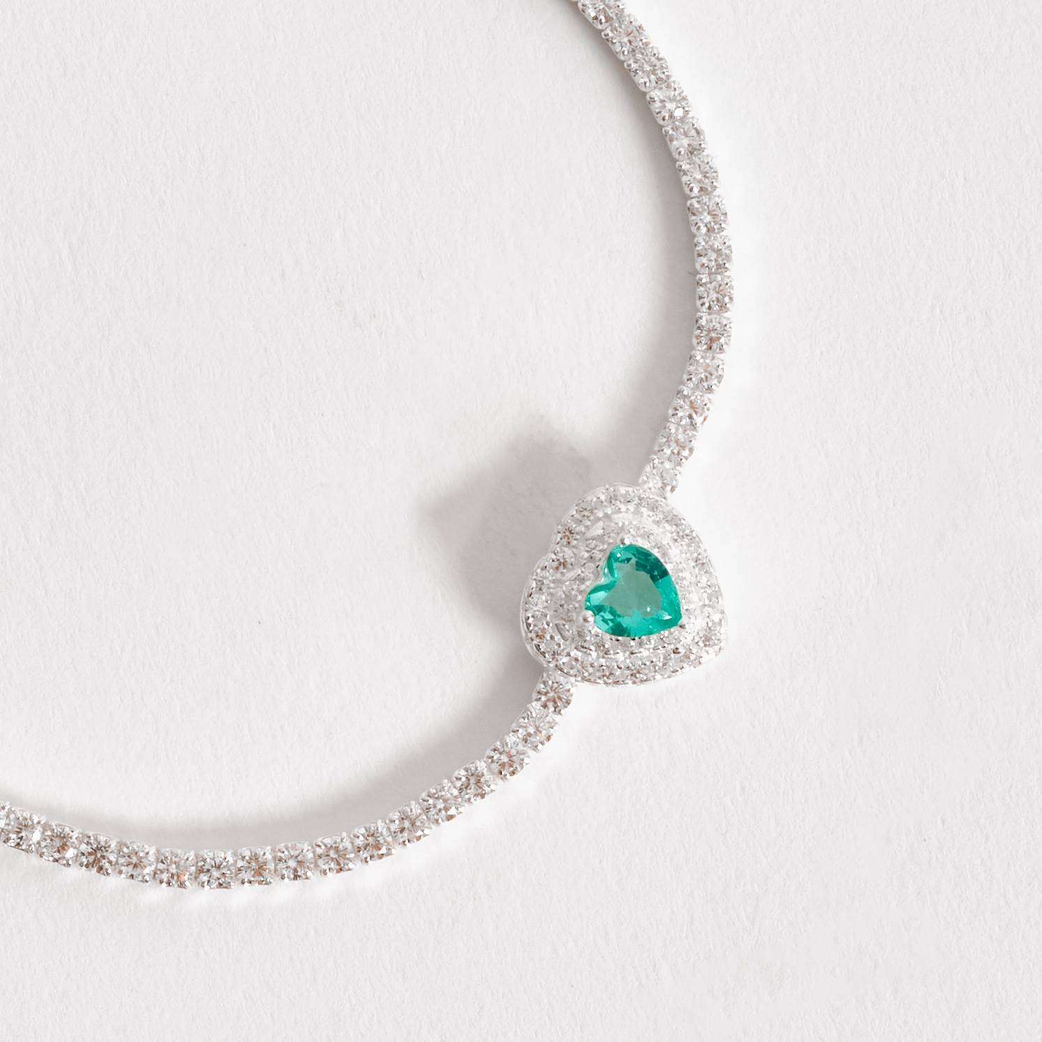 Imagem Pulseira Riviera 2.1 zircônia coração turmalina com cravejado 16+4cm